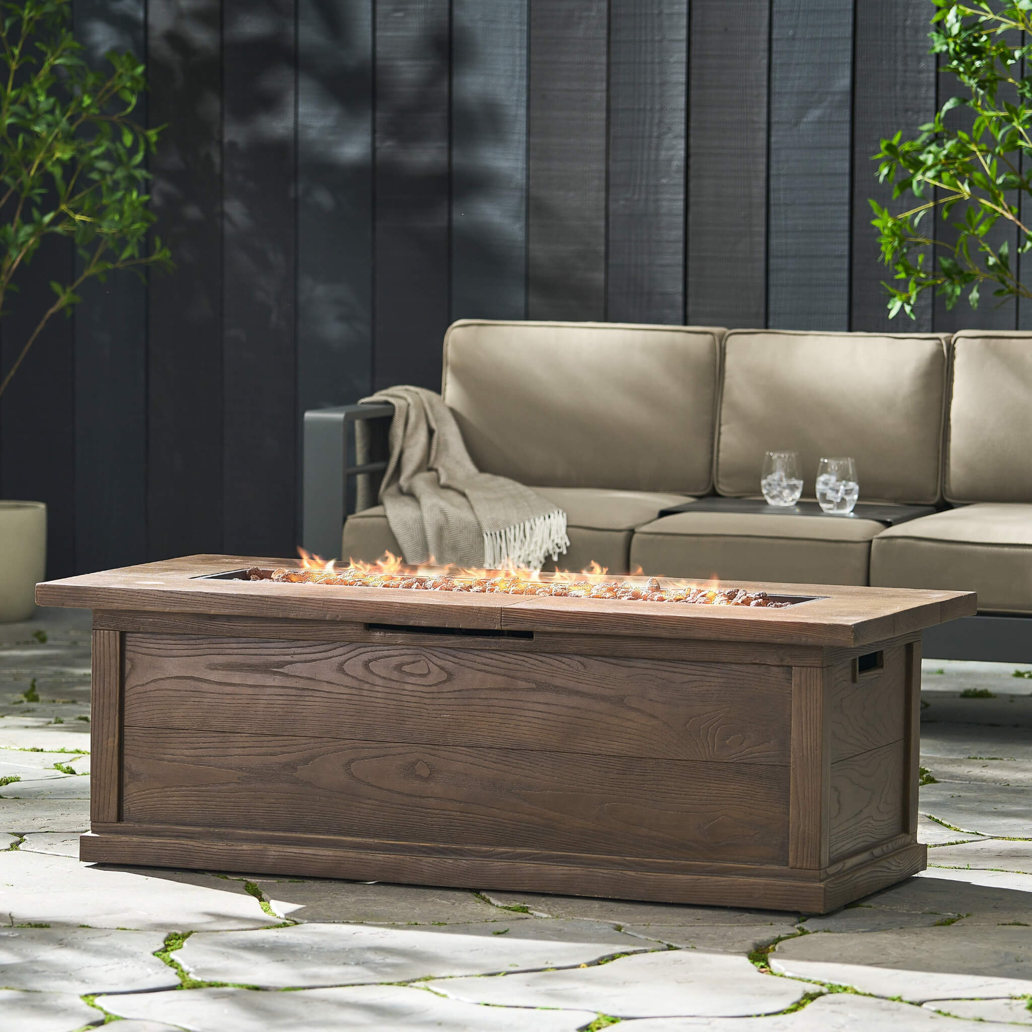 Alora Premium 56" Transitional Rectangular Outdoor Propane Gas Fire Pit Table, 50K BTU (SAK25790) - Image 5
