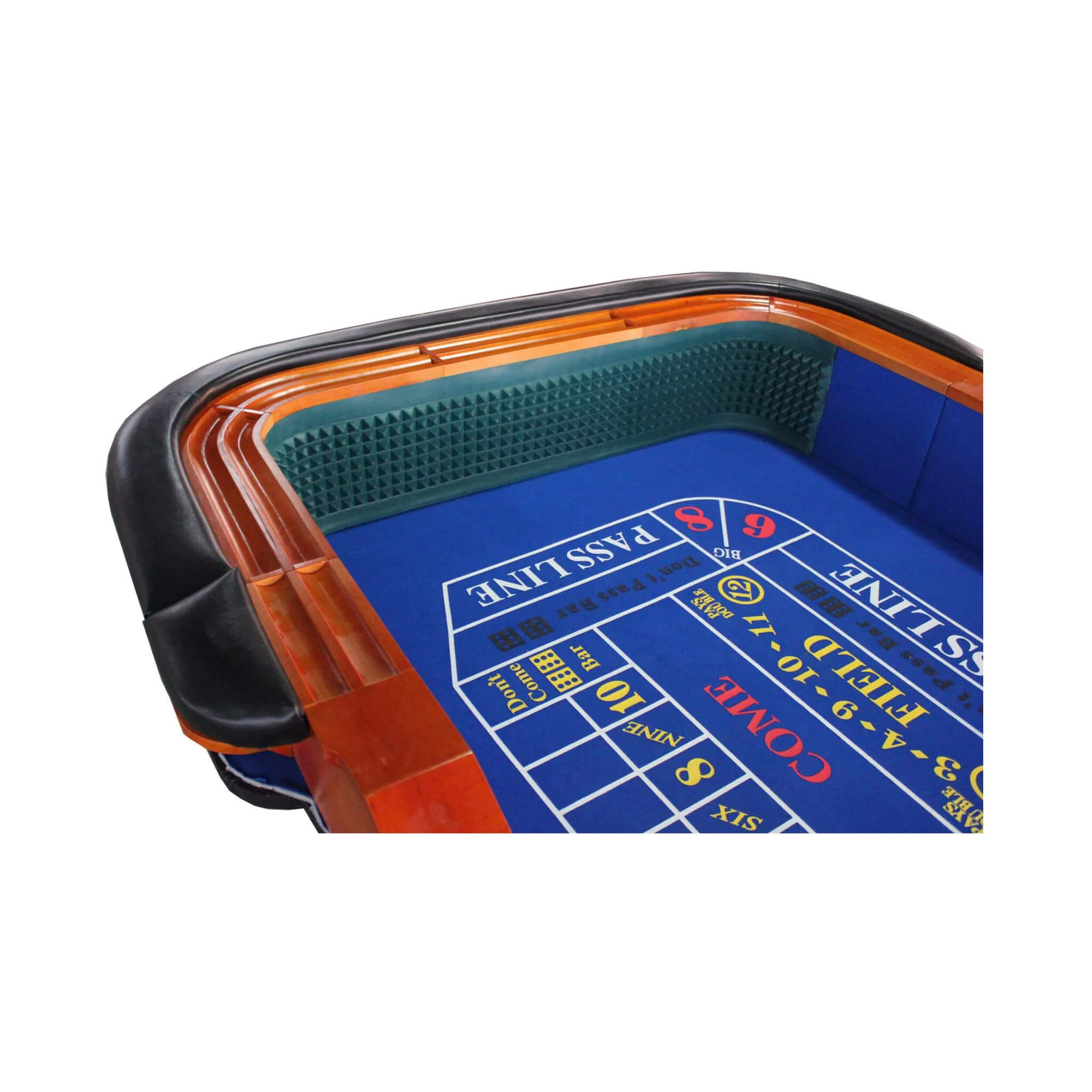 Premium 8FT Deluxe Casino Craps Table With Blue Felt And Pyramid Bumper (SAK91403) - Image 5