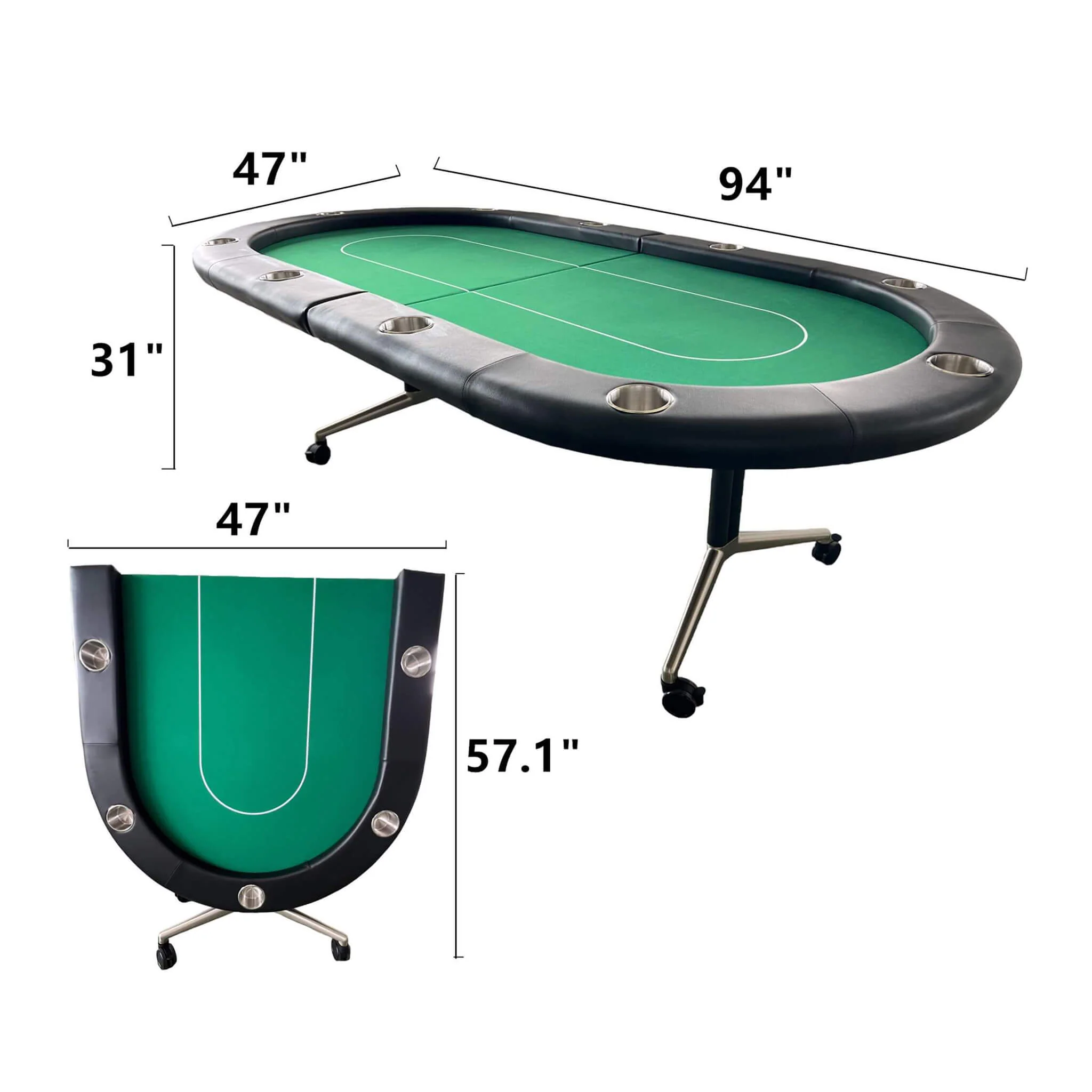 Premium 94-Inch Foldable 10-Player Poker Table With Wheels (SAK43087) - Image 10
