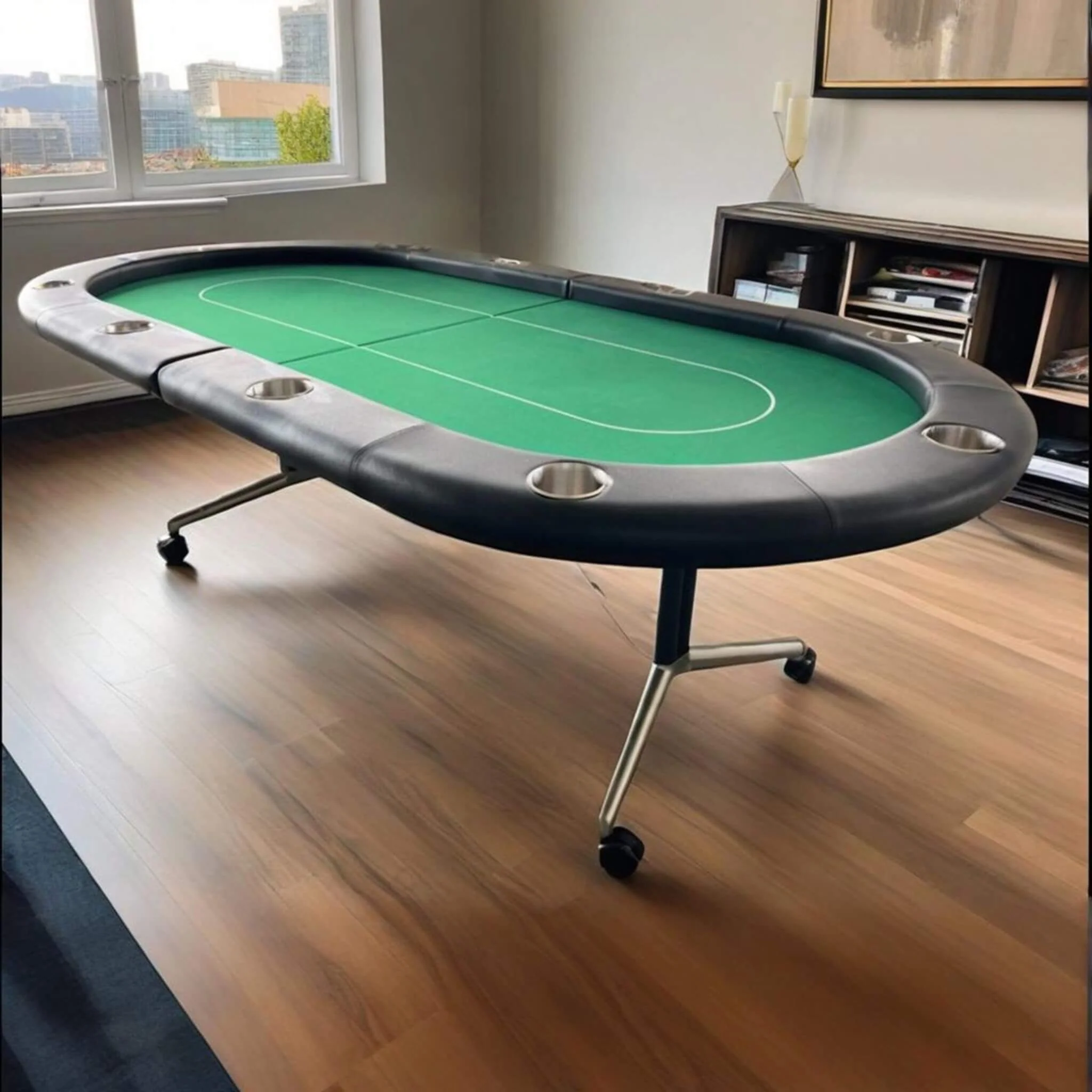 Premium 94-Inch Foldable 10-Player Poker Table With Wheels (SAK43087) - Image 9