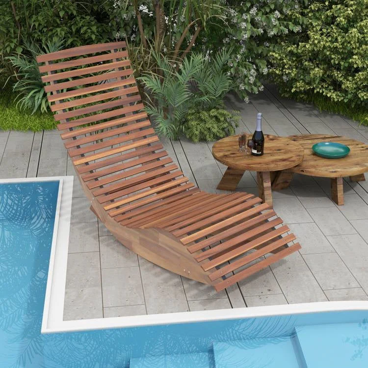 Premium Acacia Wood Rocking Chair Widened High Back Slatted Seat - Image 2