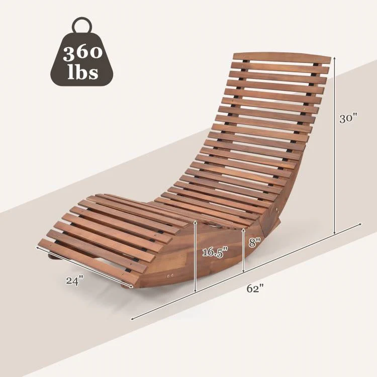 Premium Acacia Wood Rocking Chair Widened High Back Slatted Seat - Image 5