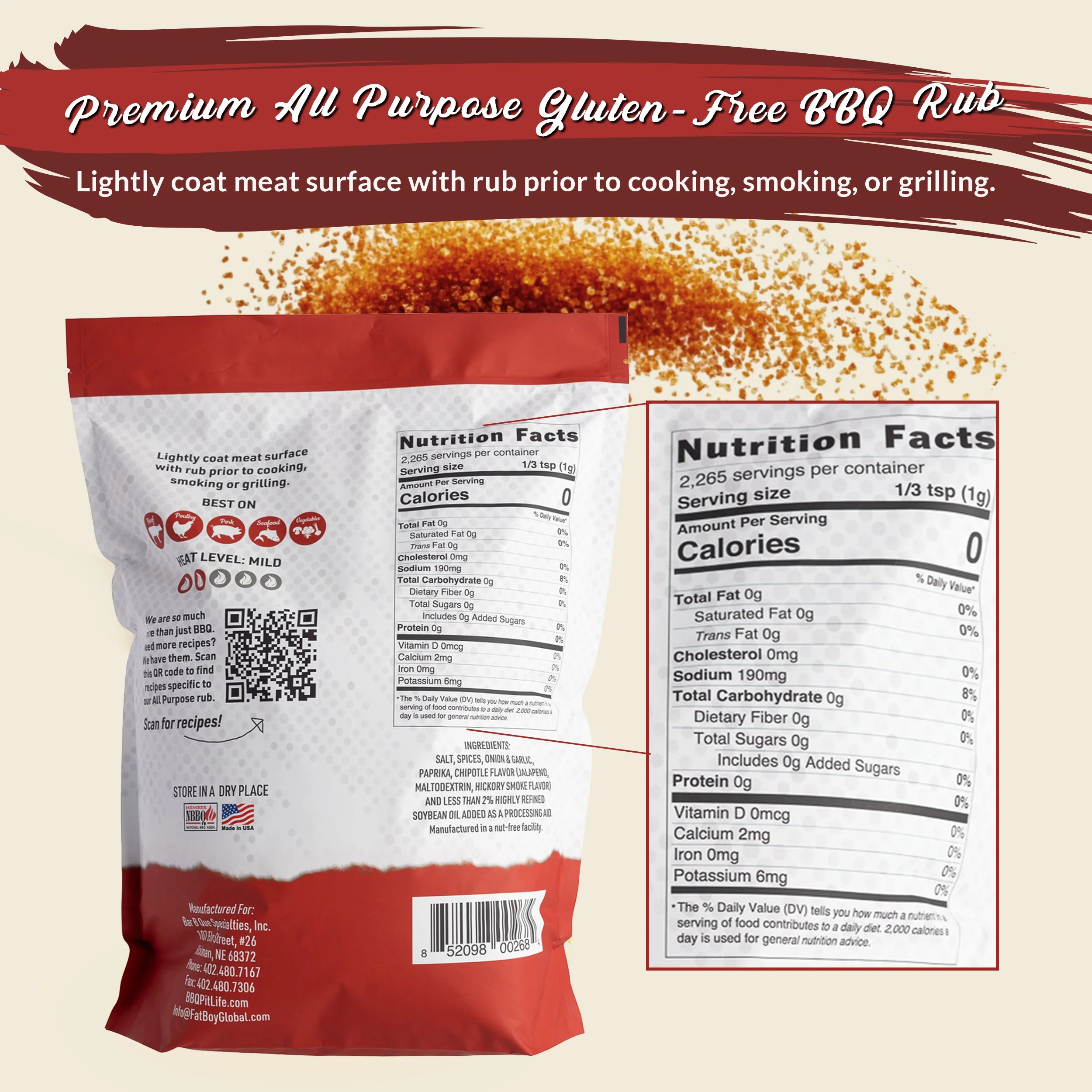Premium All Purpose Gluten Free Natural BBQ Rub 5 lb - Image 3
