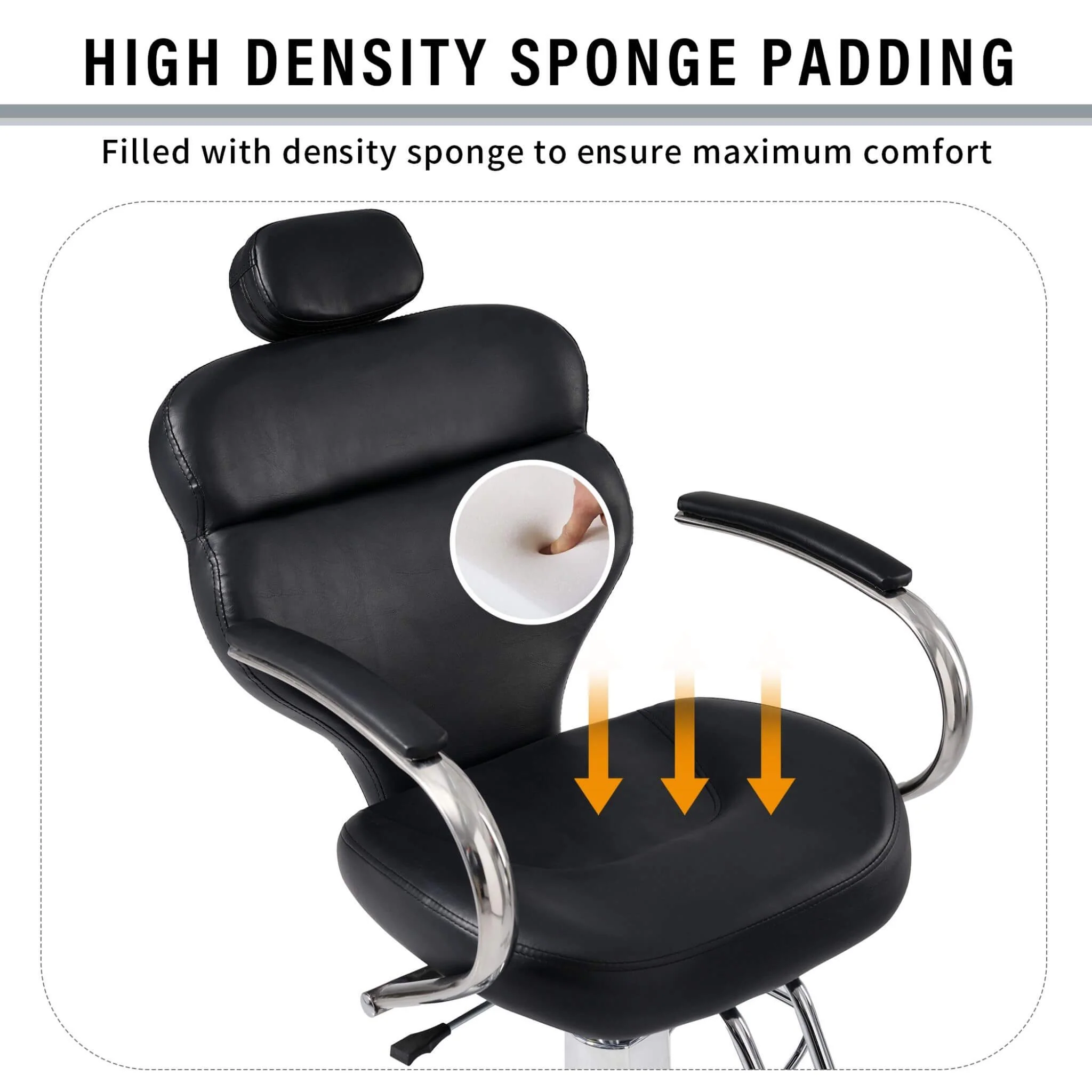 Premium Black PU Leather Reclining Barber Chair With Hydraulic Pump (SAK53892) - Image 7