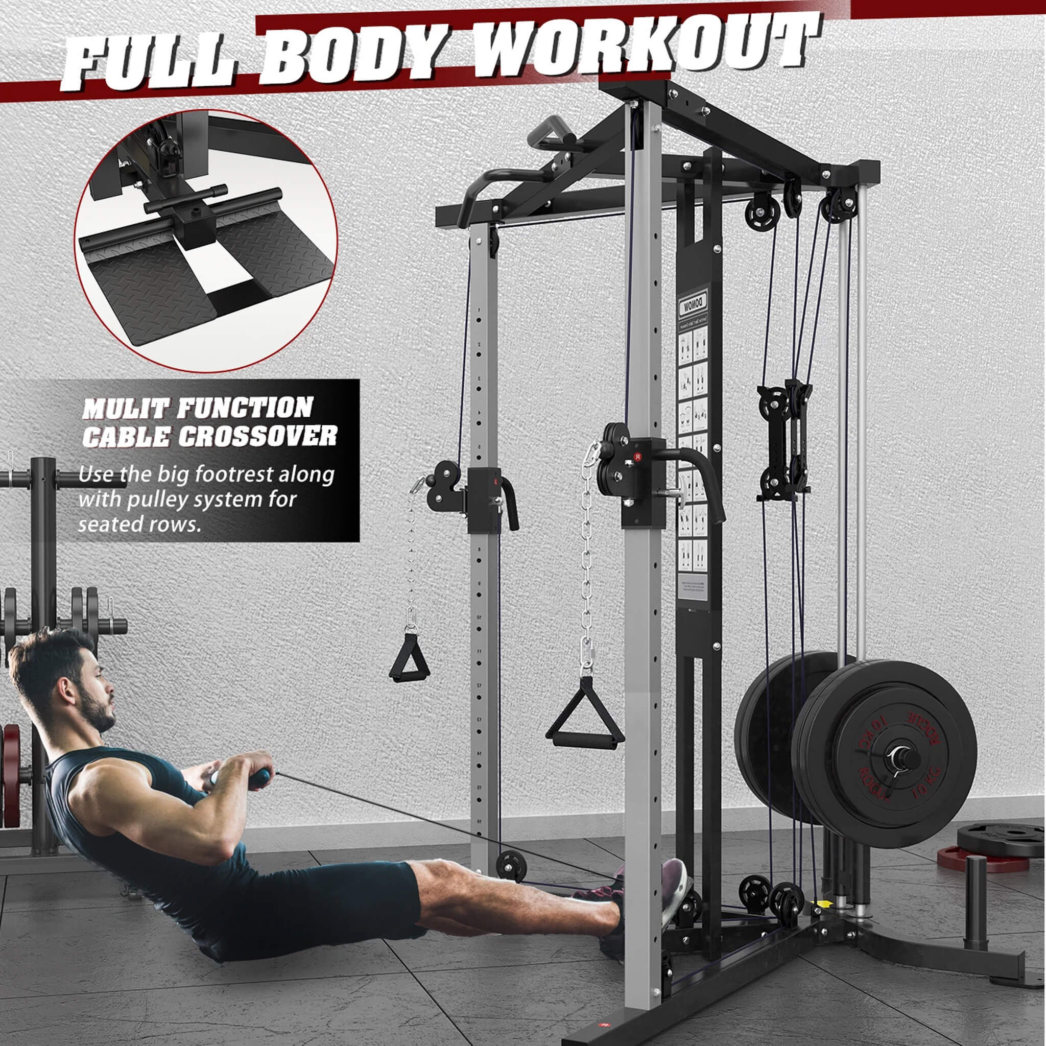 Rovix Premium Home Cable Crossover Full Body Workout Fly Machine, 350LBS (SAK06341) - Image 7