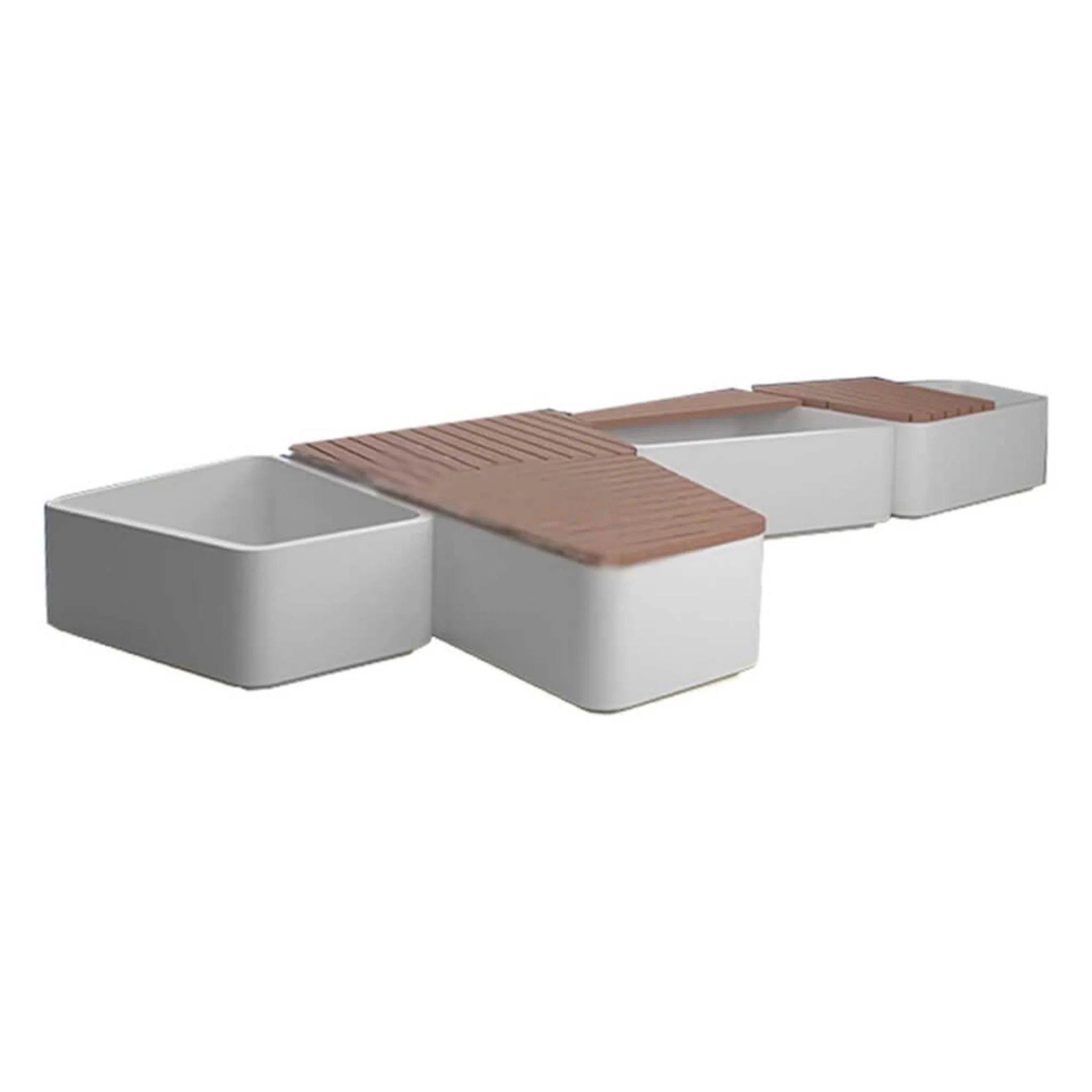 Premium Outdoor Commercial Wooden Street Bench With Steel Frame And Planters (SAK74612) - Image 8