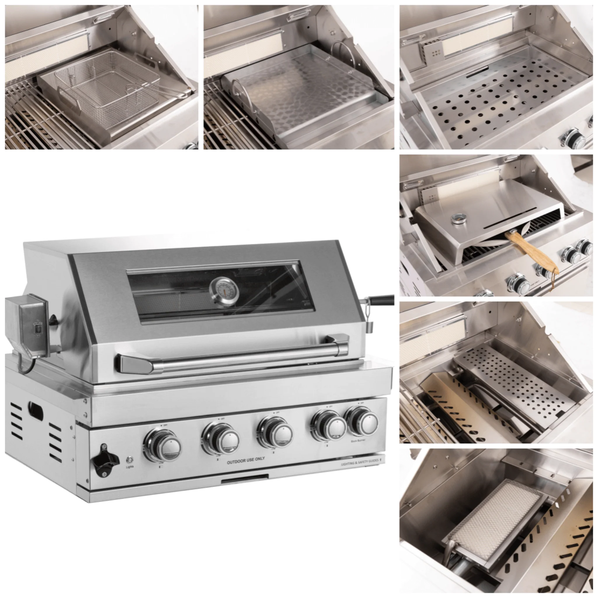 Premium Outdoor Kitchen With 32-Inch 60K BTU Built-In Stainless Steel LPG Gas Grill, Door And Drawer Combo And Stainless Steel Ice Box (SAK98661) - Image 4