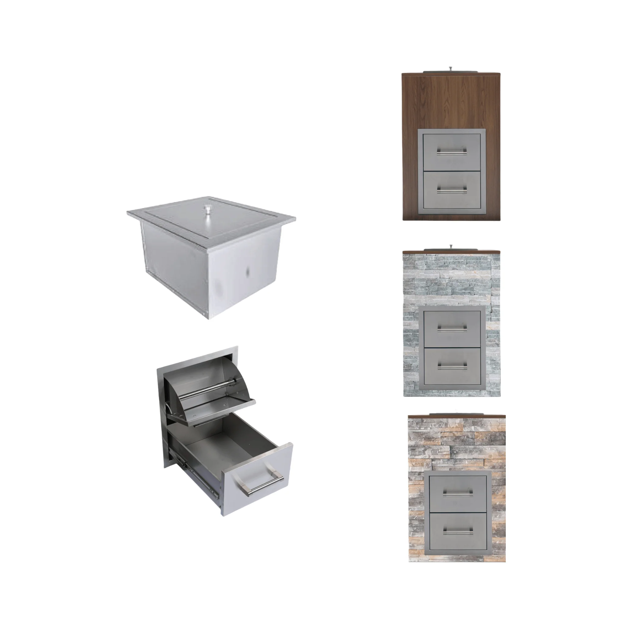 Premium Outdoor Kitchen With 32-Inch 60K BTU Built-In Stainless Steel LPG Gas Grill, Door And Drawer Combo And Stainless Steel Ice Box (SAK98661) - Image 6