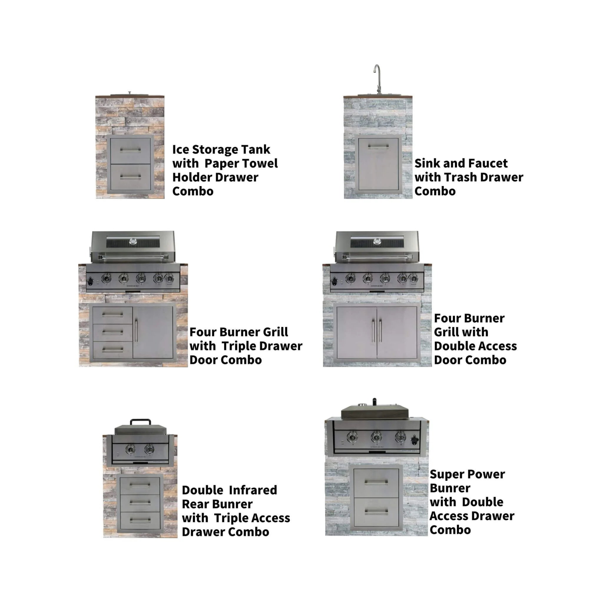 Premium Outdoor Kitchen With 32-Inch 60K BTU Built-In Stainless Steel LPG Gas Grill, Door And Drawer Combo And Stainless Steel Ice Box (SAK98661) - Image 9