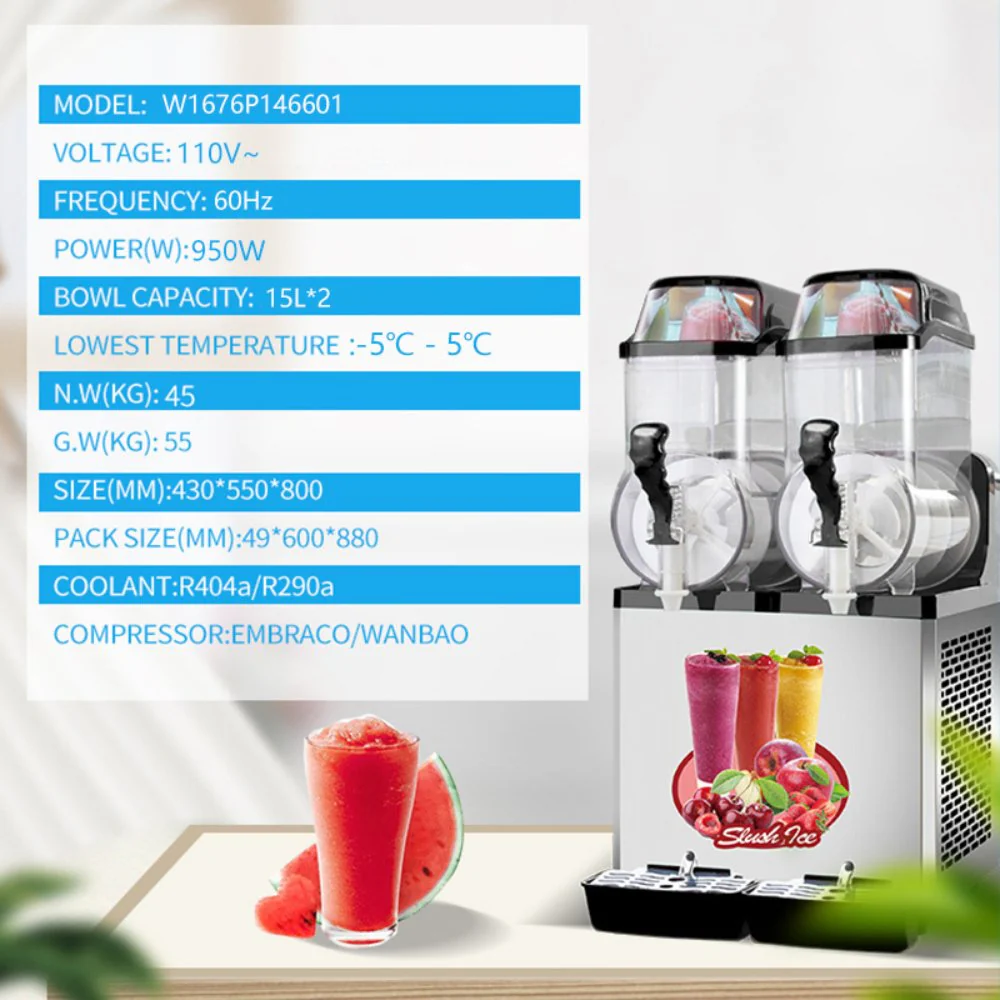 Premium Stainless Steel Margarita Frozen Drink Double Tank Slushy Maker Machine, 30L (SAK48253) - Image 11