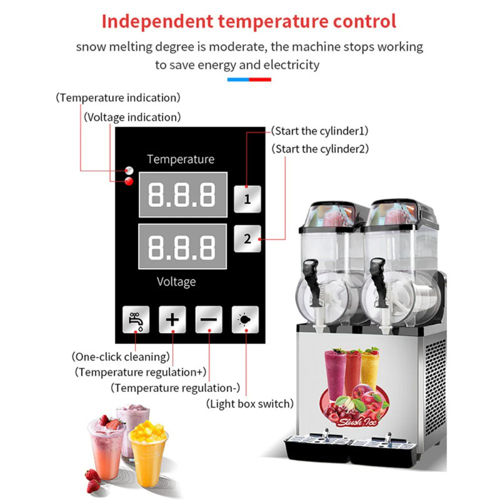 Premium Stainless Steel Margarita Frozen Drink Double Tank Slushy Maker Machine, 30L (SAK48253) - Image 12