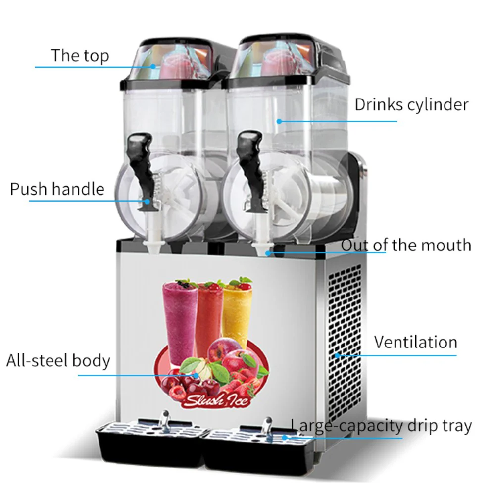 Premium Stainless Steel Margarita Frozen Drink Double Tank Slushy Maker Machine, 30L (SAK48253) - Image 3