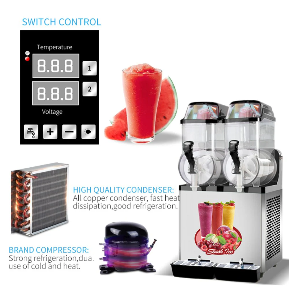Premium Stainless Steel Margarita Frozen Drink Double Tank Slushy Maker Machine, 30L (SAK48253) - Image 4