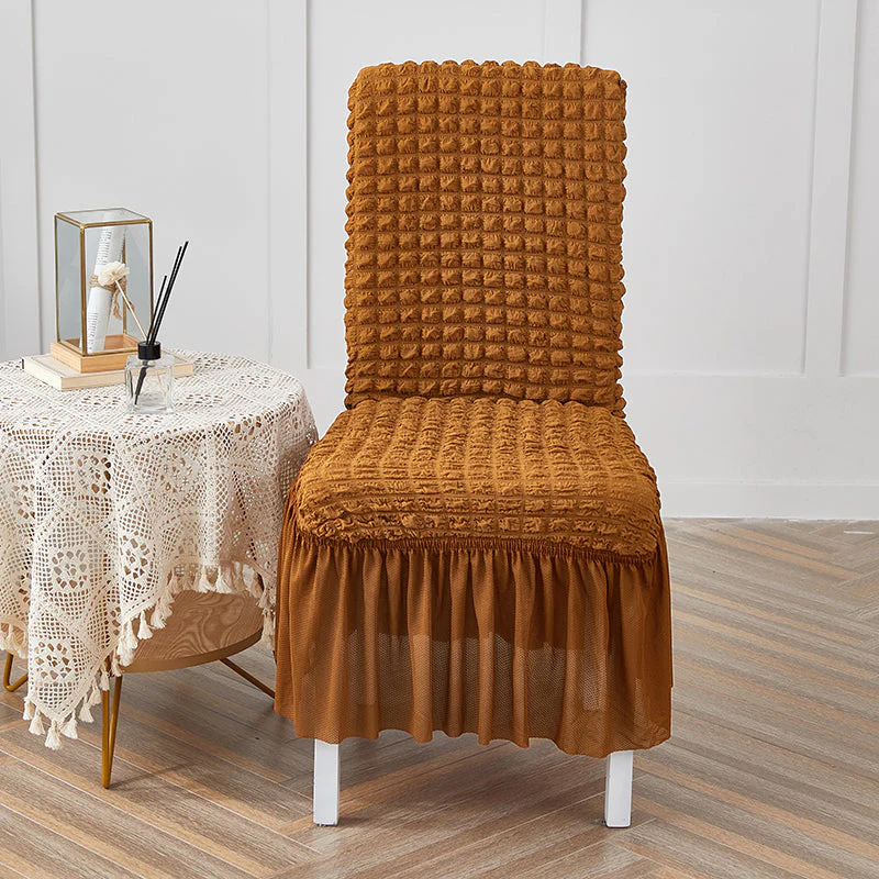 Premium Textured Seersucker High-Stretch Washable Dining Chair Slipcovers with Skirt - Image 19
