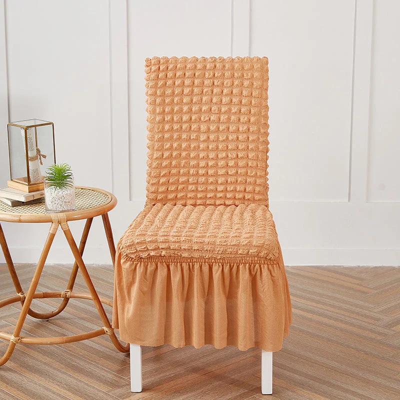 Premium Textured Seersucker High-Stretch Washable Dining Chair Slipcovers with Skirt - Image 8