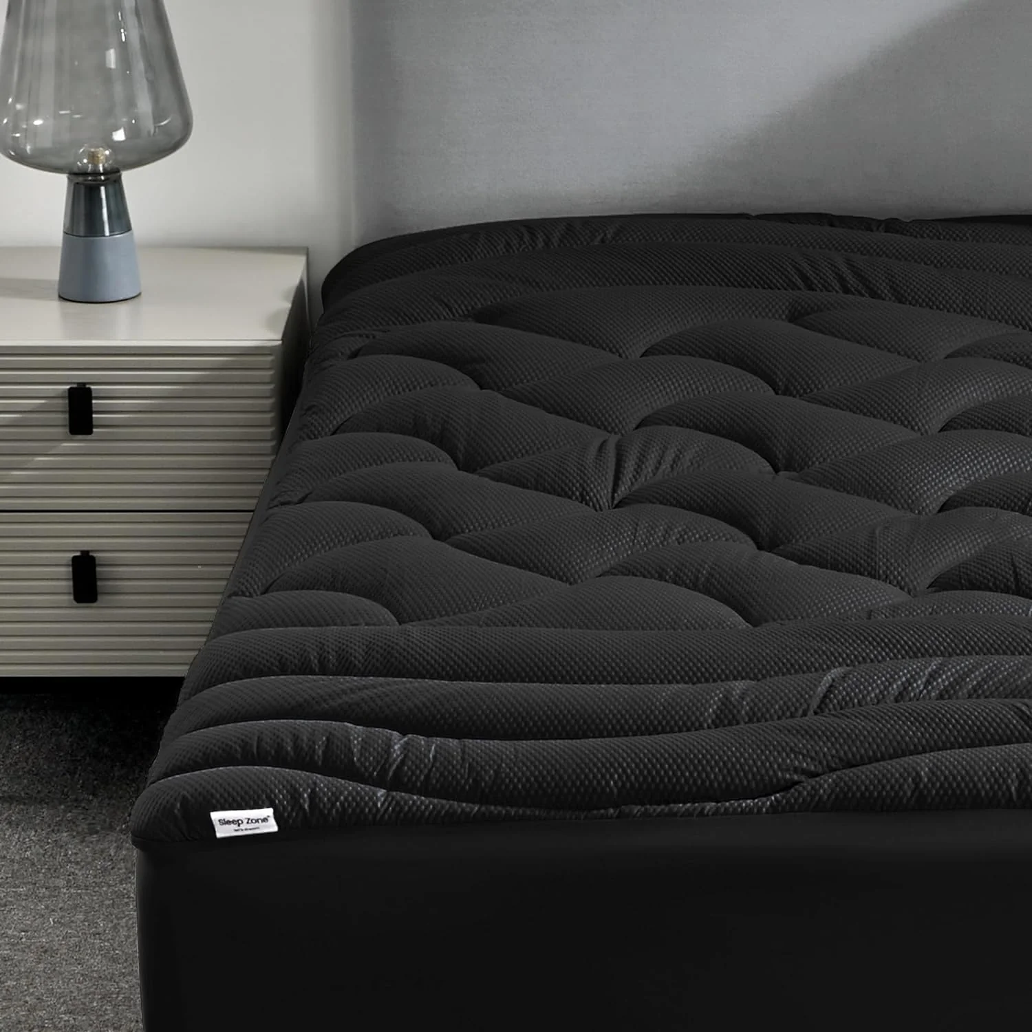 Premium Zoned Cooling Mattress Pad - Black