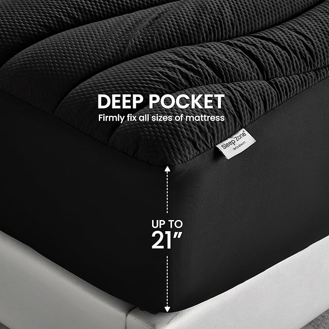 Premium Zoned Cooling Mattress Pad - Black - Image 3