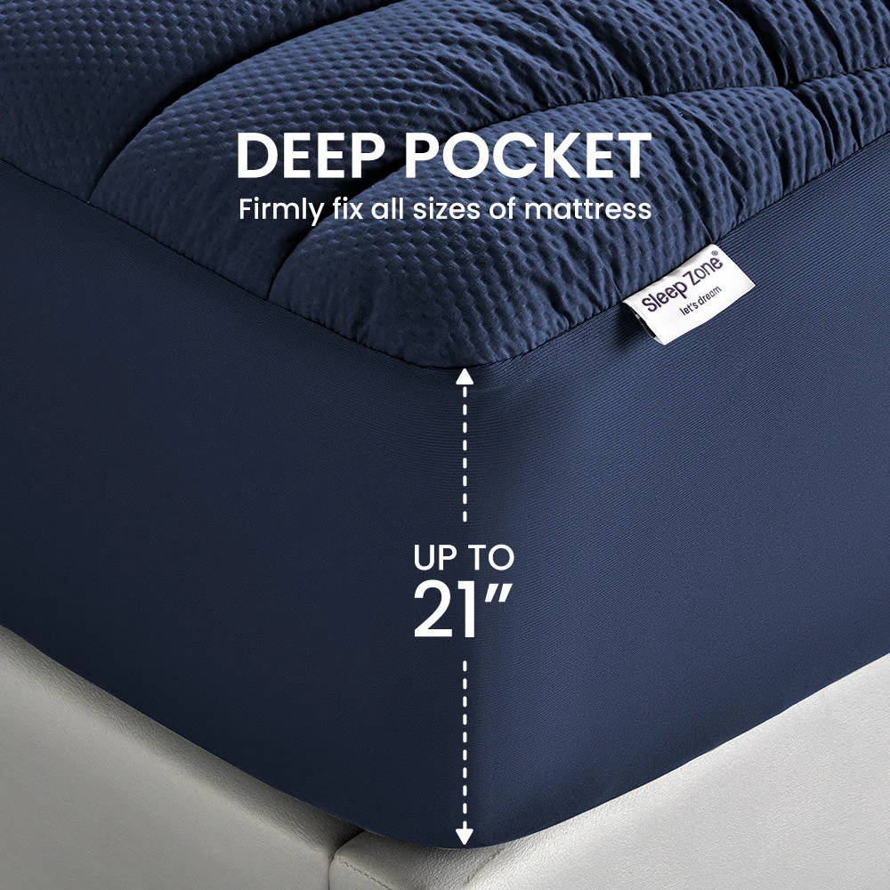 Premium Zoned Cooling Mattress Pad - Navy - Image 3