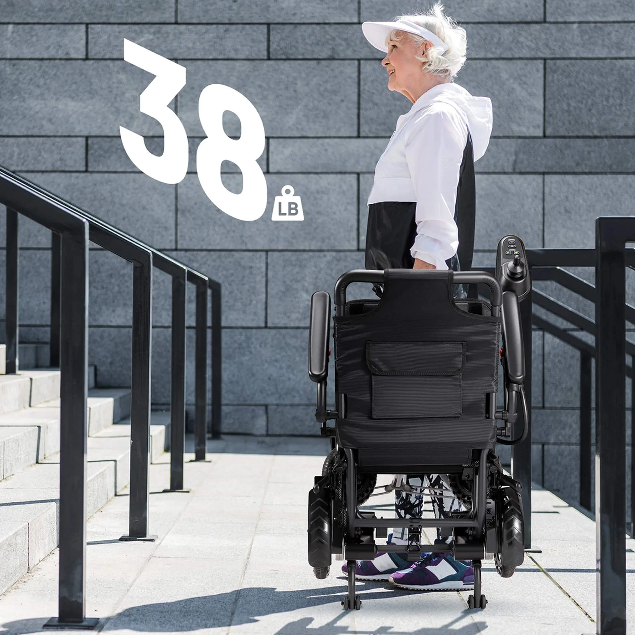 Pride Premium Lightweight Foldable All-Terrain Electric Wheelchair, 300LBS [FDA & Airline Approved] (SAK18673) - Image 5