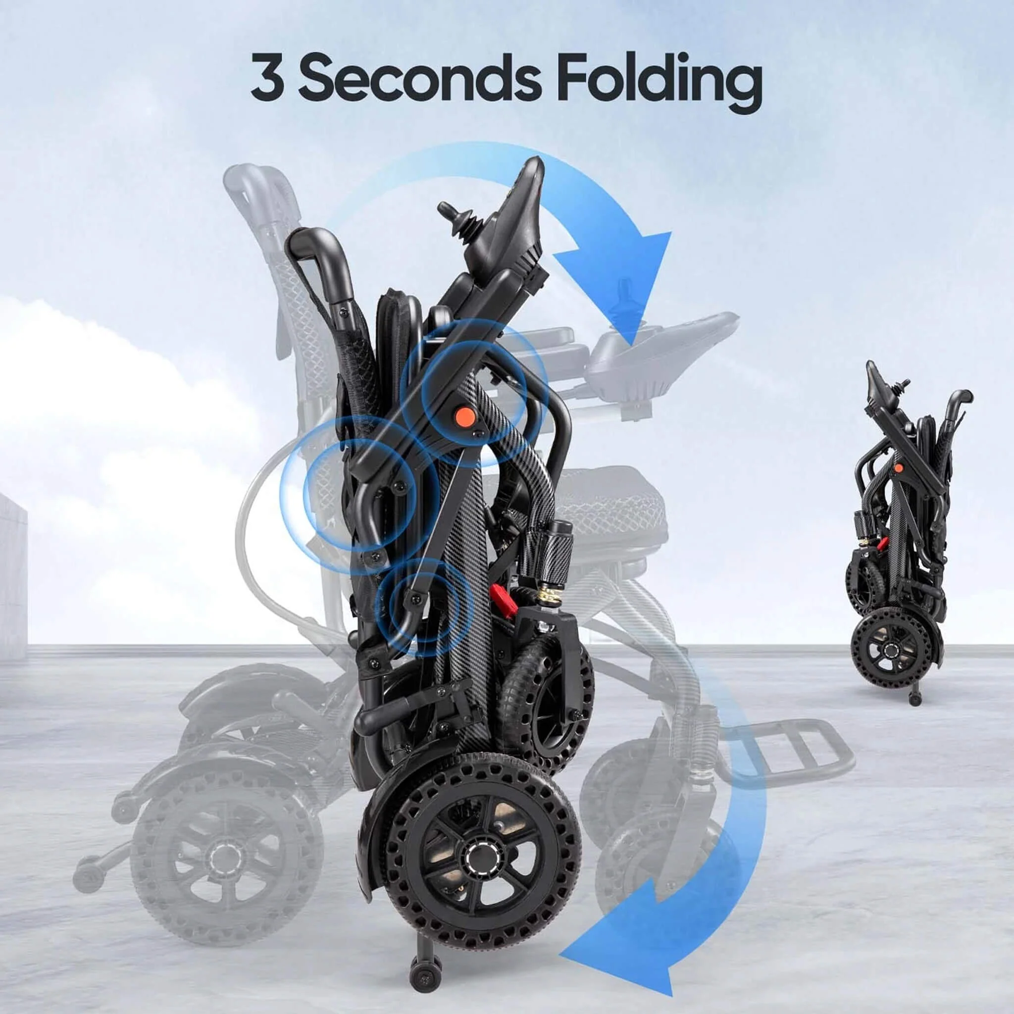 Pride Premium Lightweight Foldable All-Terrain Electric Wheelchair, 300LBS [FDA & Airline Approved] (SAK18673) - Image 6