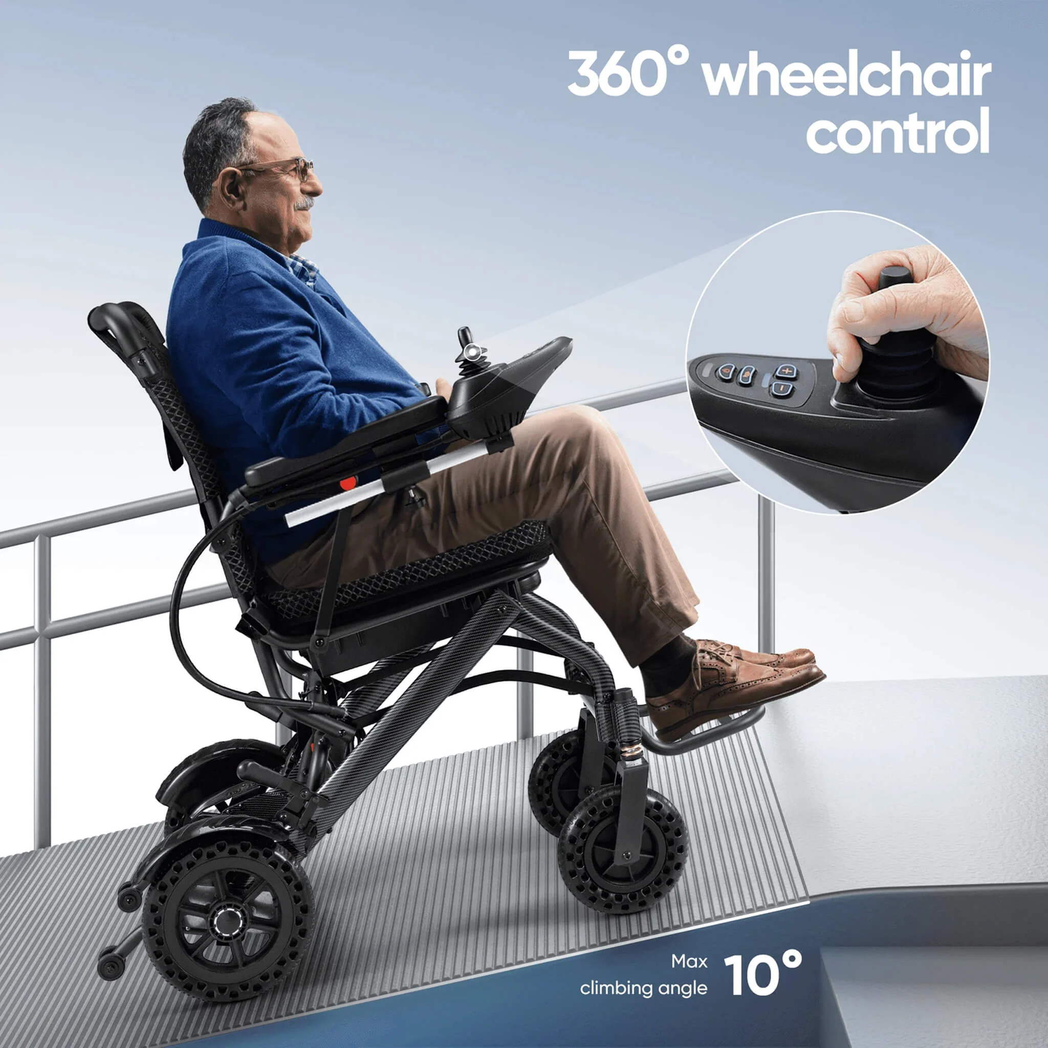 Pride Premium Lightweight Foldable All-Terrain Electric Wheelchair, 300LBS [FDA & Airline Approved] (SAK18673) - Image 7