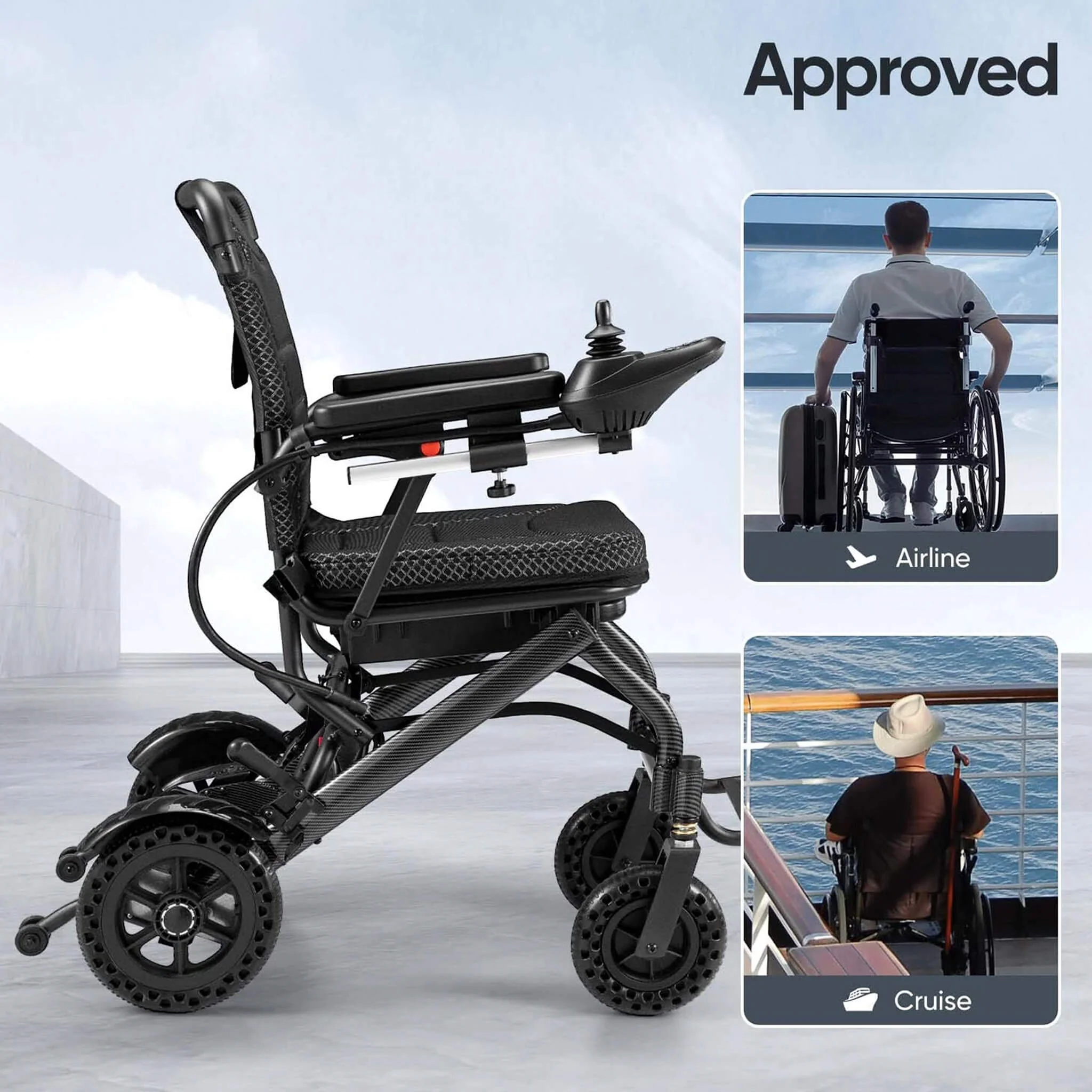 Pride Premium Lightweight Foldable All-Terrain Electric Wheelchair, 300LBS [FDA & Airline Approved] (SAK18673) - Image 8