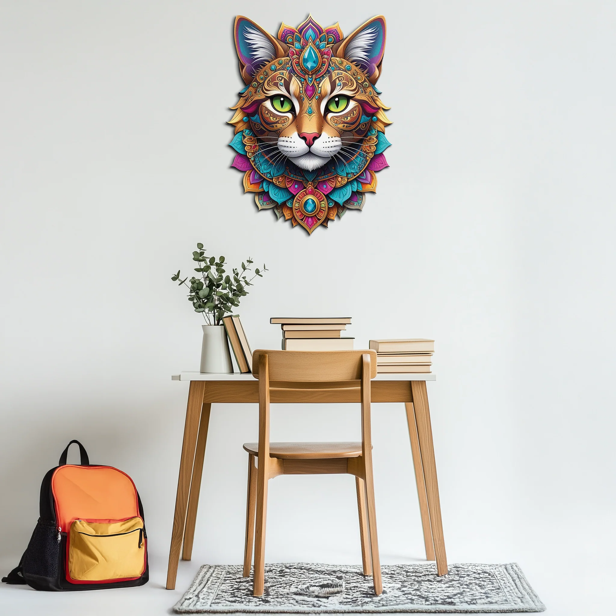 Psychedelic Mandala Cat Wall Art – Vibrant Boho Decor-KAFUVM025 - Image 5