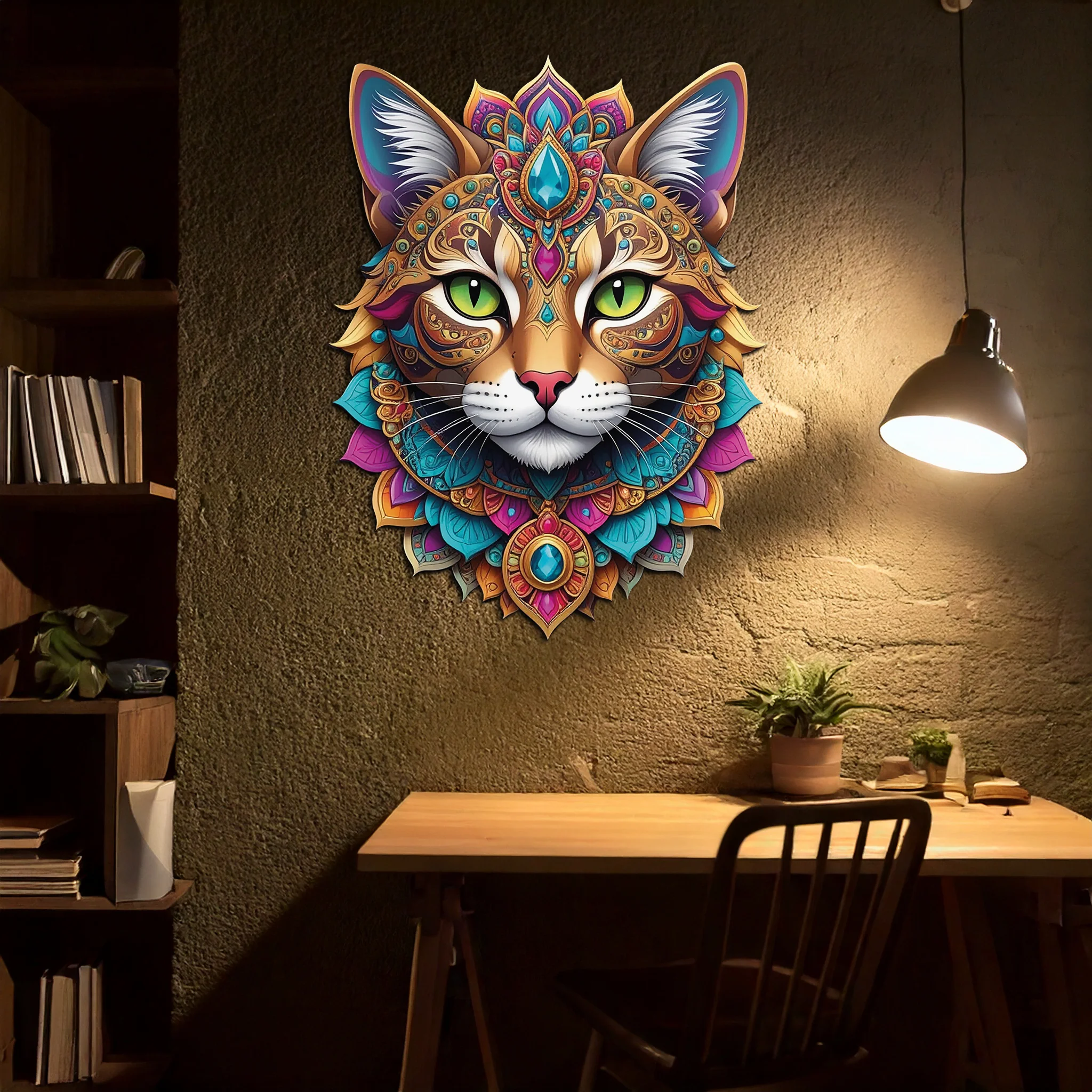 Psychedelic Mandala Cat Wall Art – Vibrant Boho Decor-KAFUVM025 - Image 7