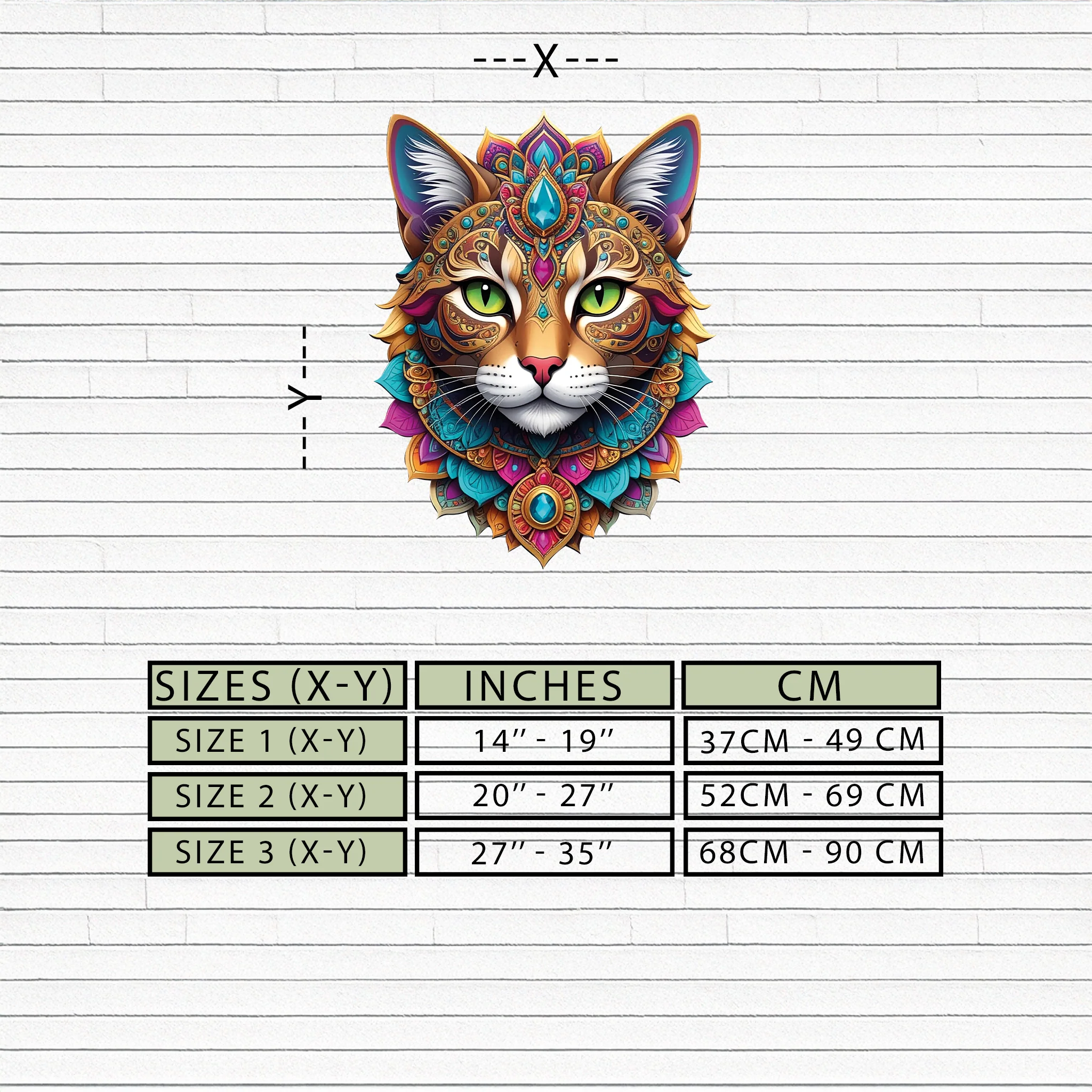 Psychedelic Mandala Cat Wall Art – Vibrant Boho Decor-KAFUVM025 - Image 9