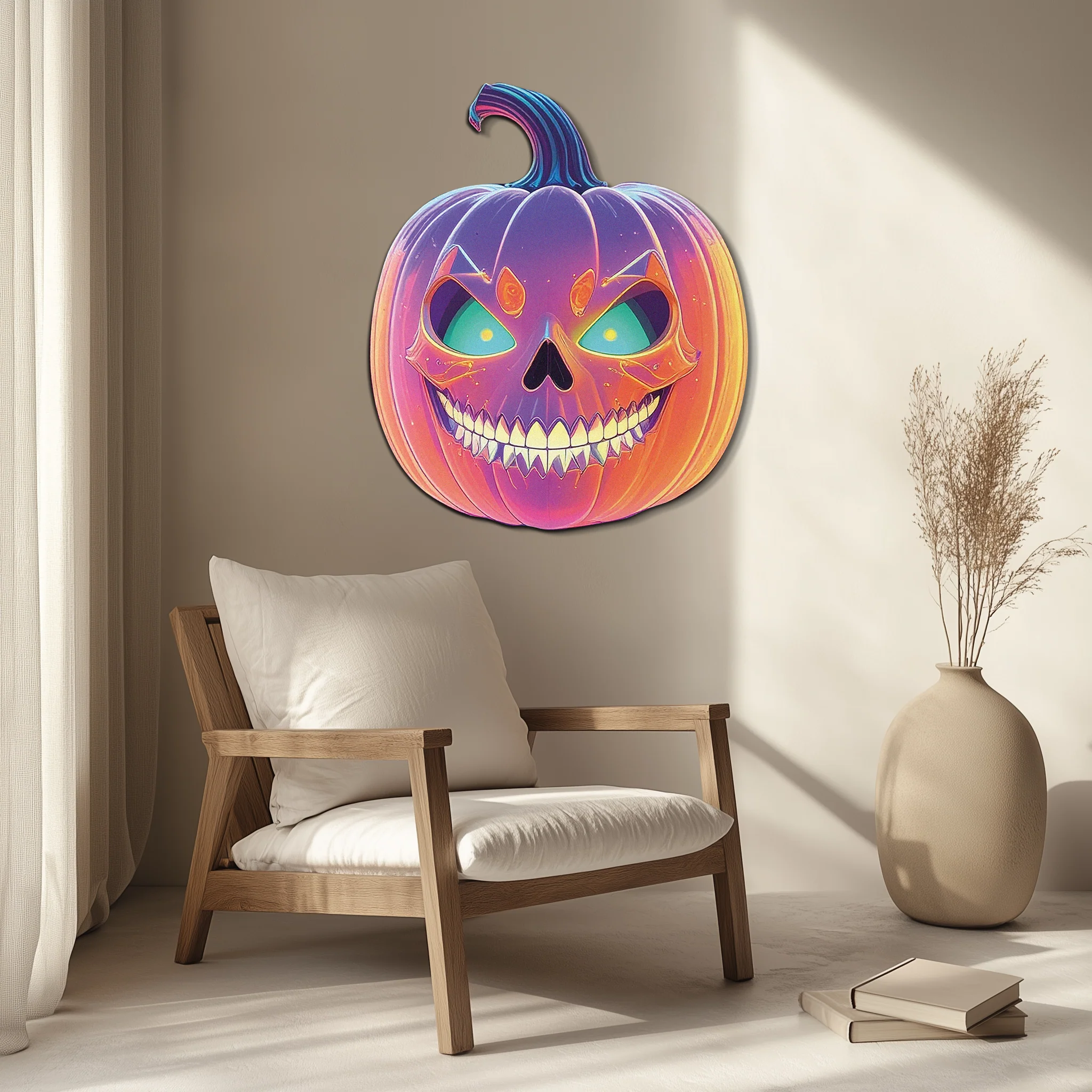 Pumpkin Metal Wall Art – Halloween Jack-o'-Lantern Decor-KAFUVM027 - Image 4
