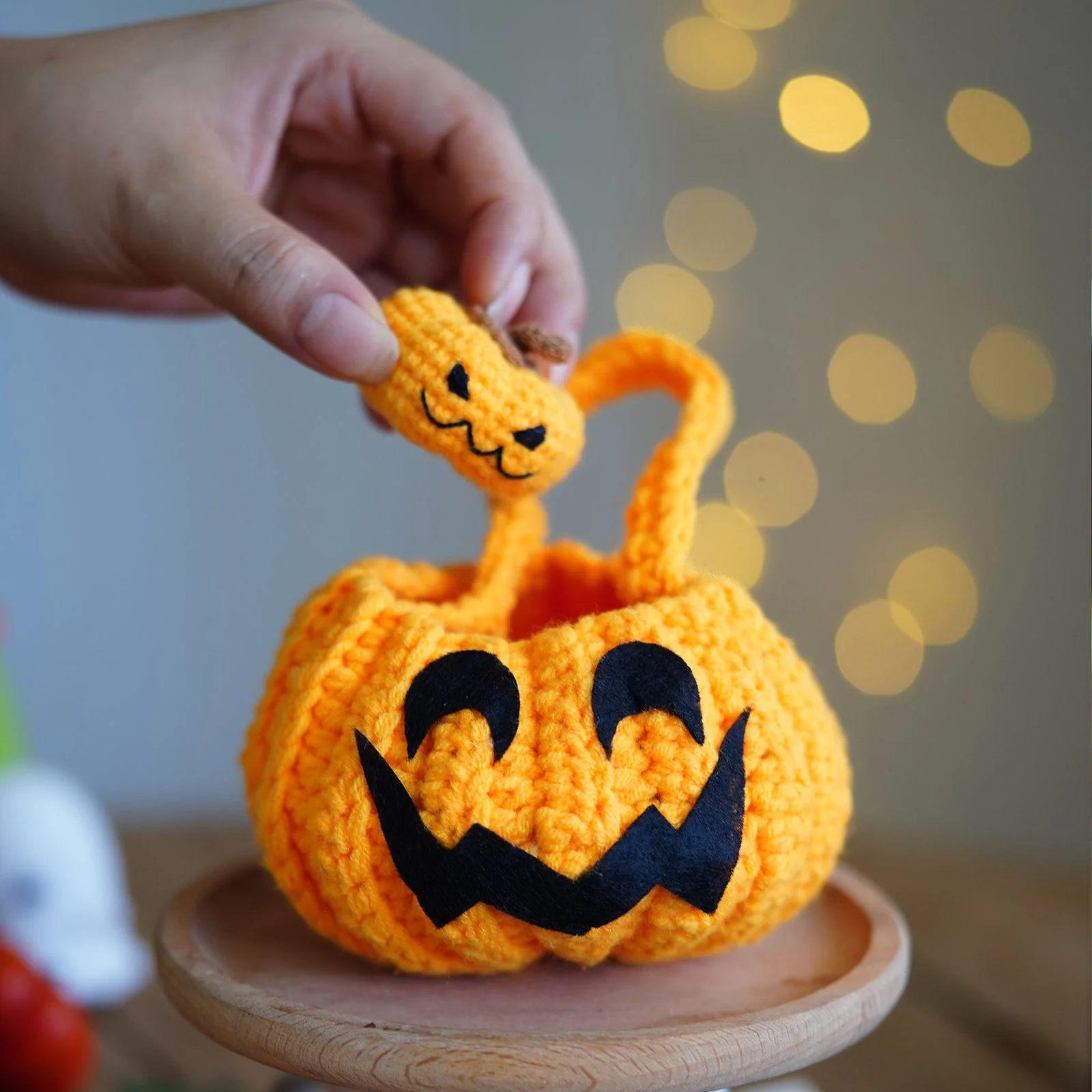Pumpkin with Little Ghost. Halloween Amigurumi DIY Crochet Kit Wizardi F07N8-M102 - Image 2