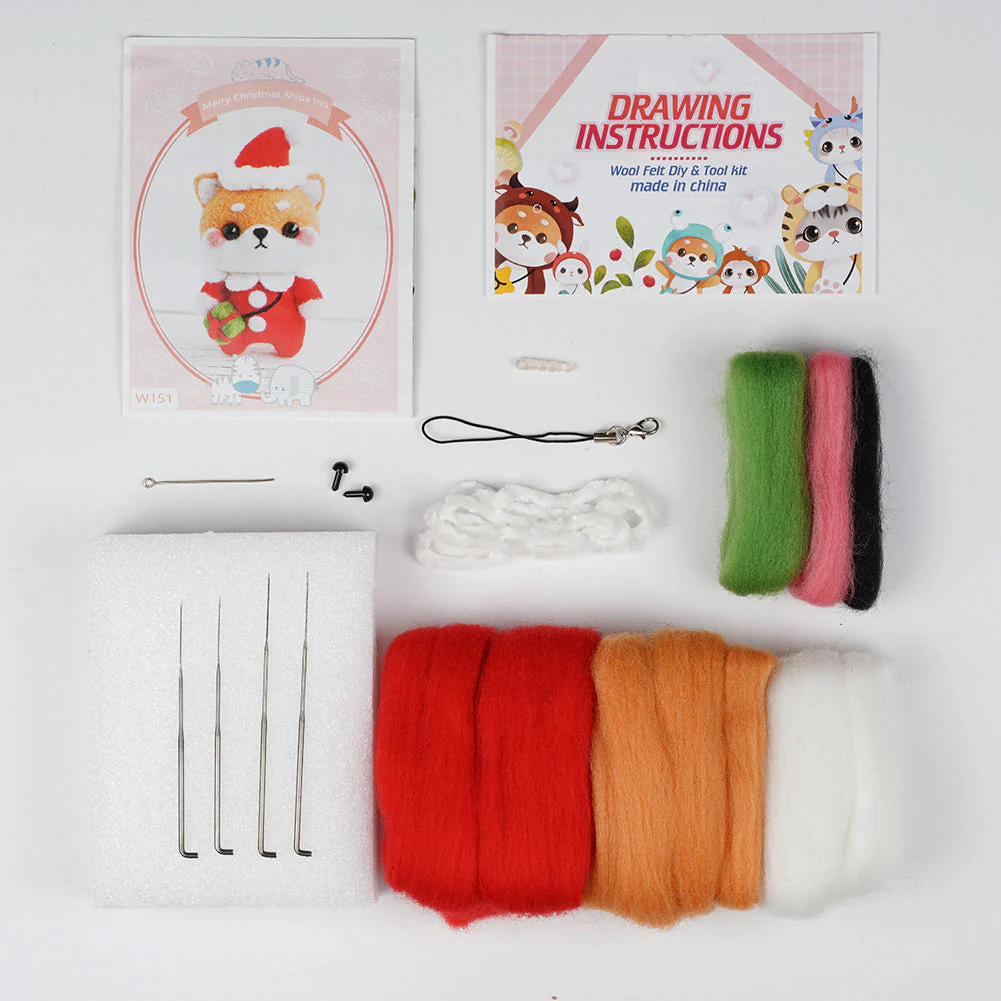 Puppy in Christmas Costume Needle Felting Kit. Wizardi DIY Wool Craft Kit F07N8-W151 - Image 2