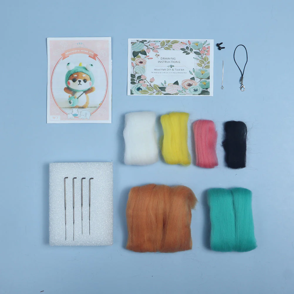 Puppy in Monster Costume Needle Felting Kit. Wizardi DIY Wool Craft Kit F07N8-W7 - Image 3