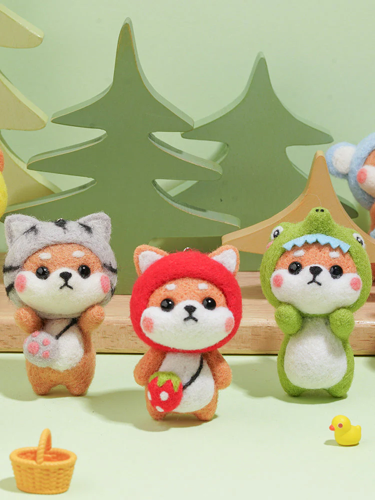 Puppy in Strawberry Costume Needle Felting Kit. Wizardi DIY Wool Craft Kit F07N8-6 - Image 3