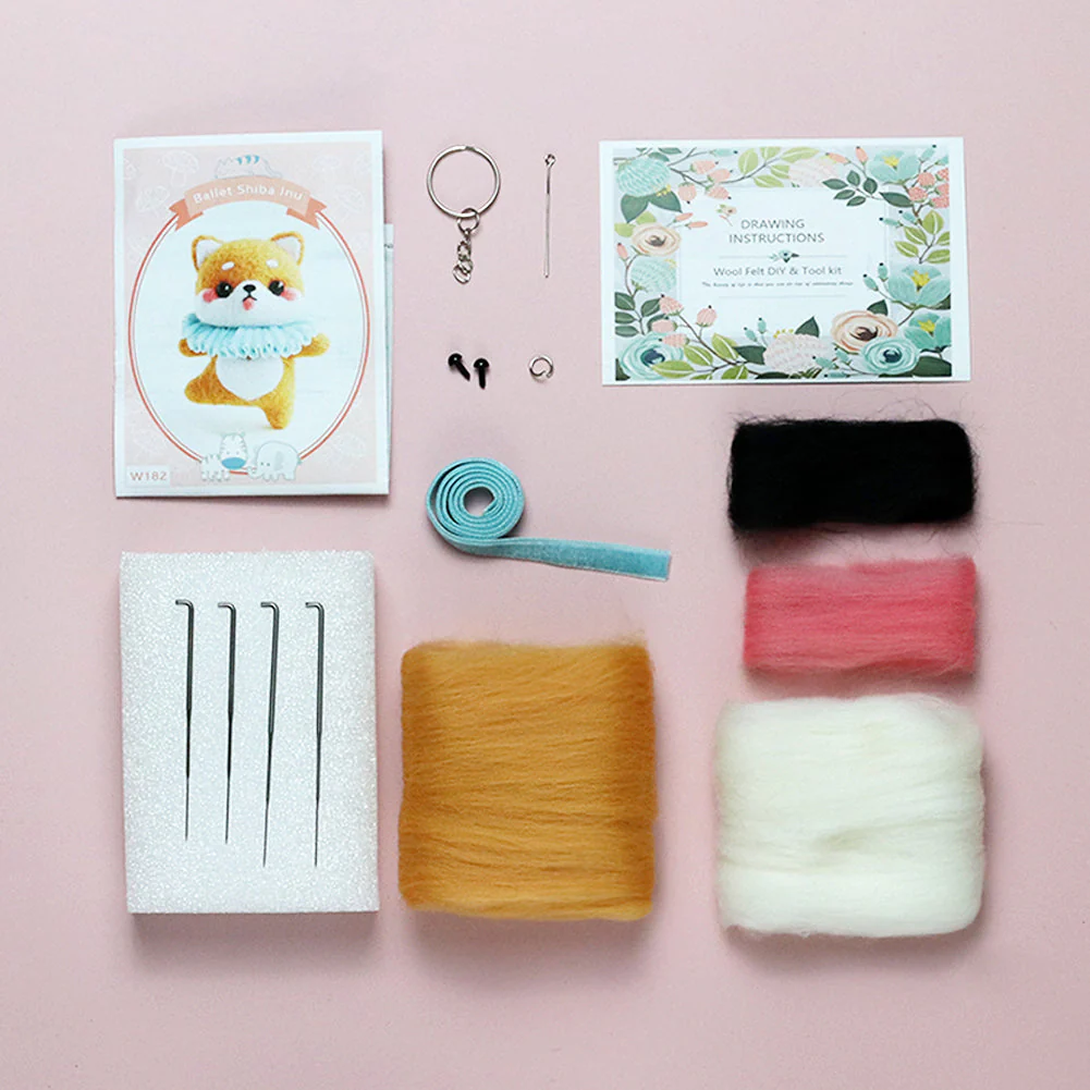 Puppy Needle Felting Kit. Wizardi DIY Wool Craft Kit F07N8-W182 - Image 2