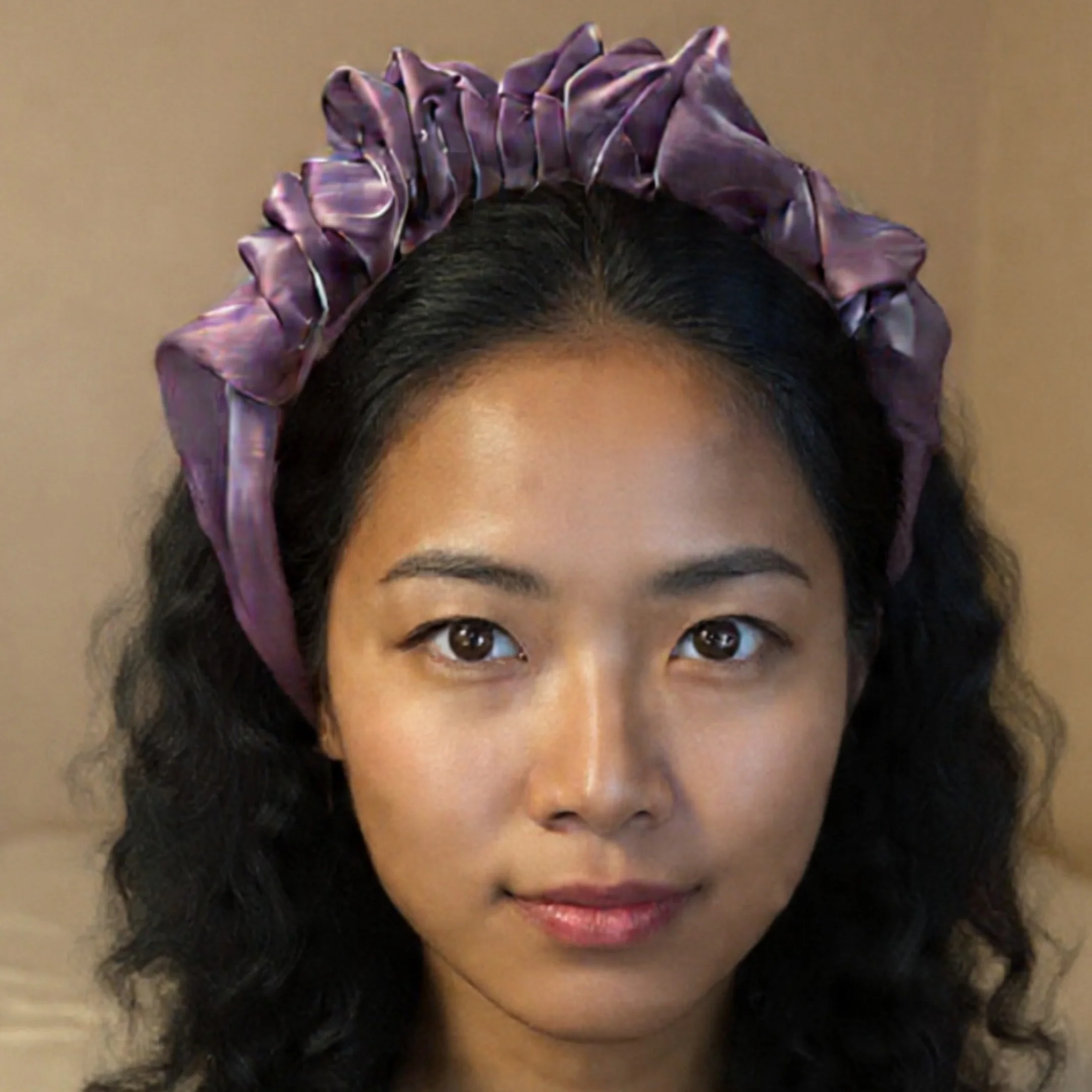 Purple Chiffon Headband | Poly Satin Headpiece Hair Accessory | 6.25'' - Image 2