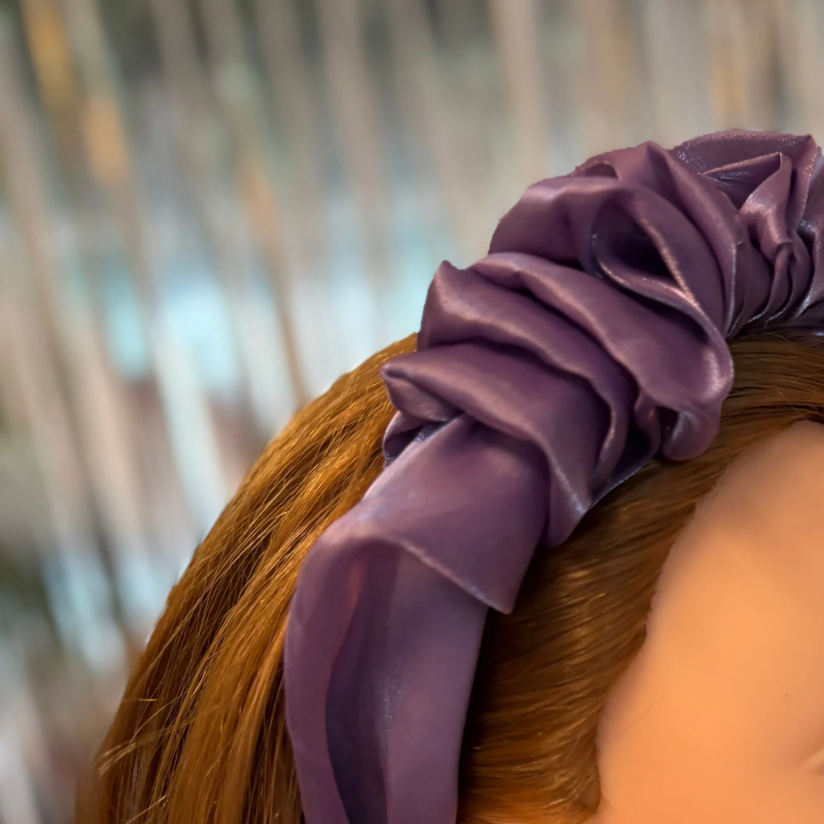Purple Chiffon Headband | Poly Satin Headpiece Hair Accessory | 6.25'' - Image 4