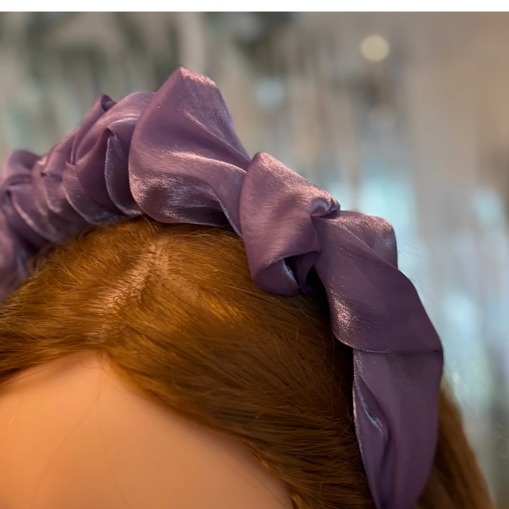 Purple Chiffon Headband | Poly Satin Headpiece Hair Accessory | 6.25'' - Image 7