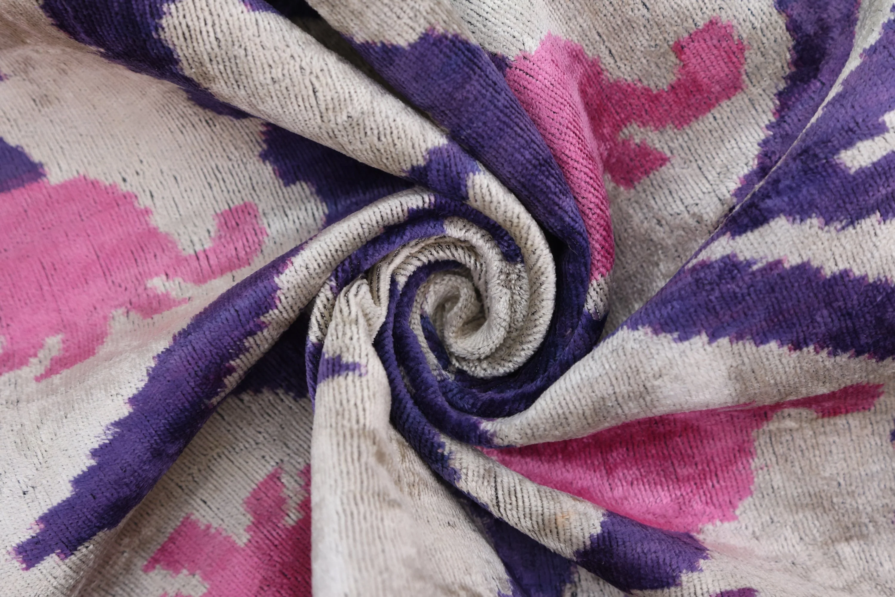 Purple & Pink Silk Velvet Ikat Lumbar Pillow 16x24 – Handmade - Image 2
