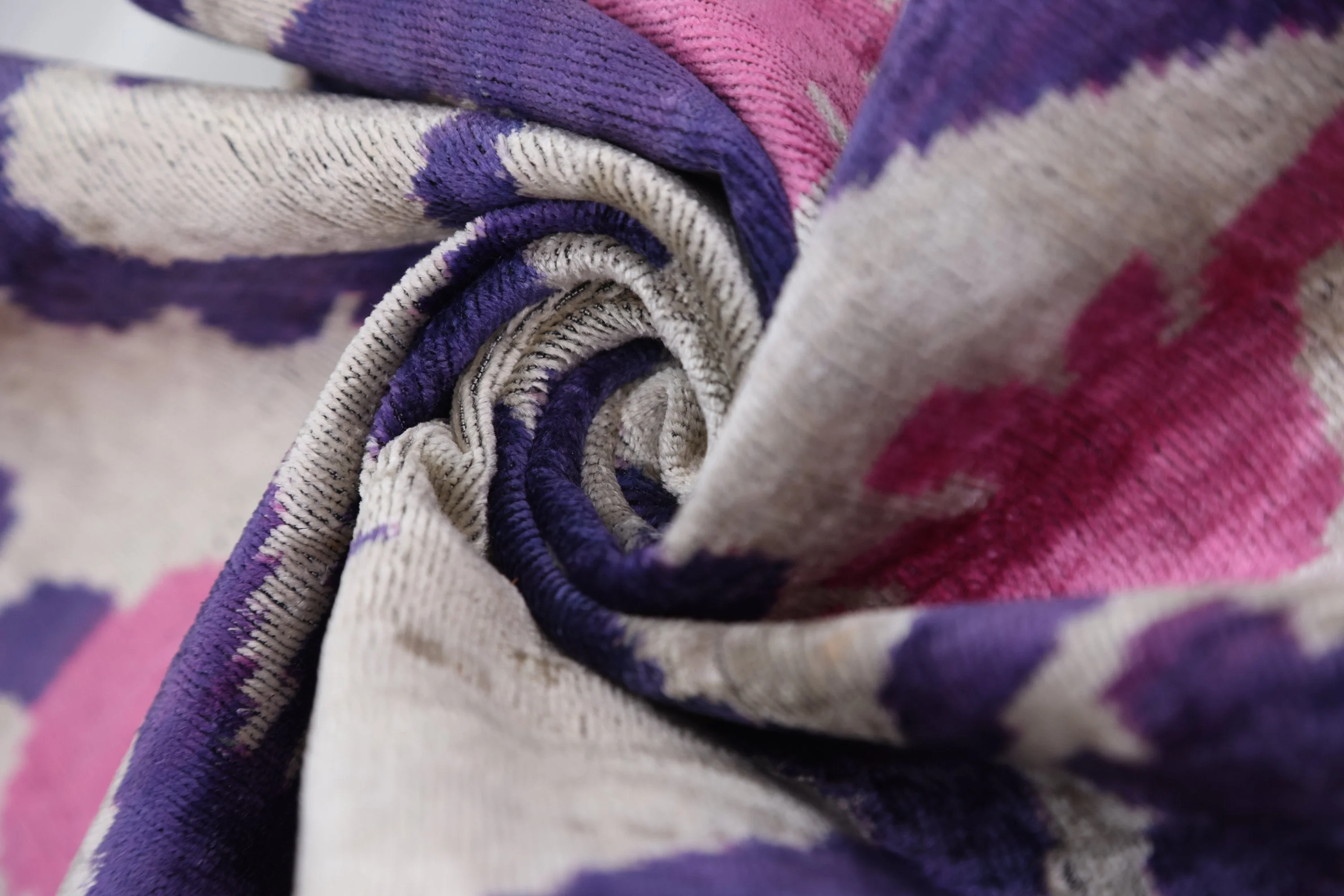 Purple & Pink Silk Velvet Ikat Lumbar Pillow 16x24 – Handmade - Image 7