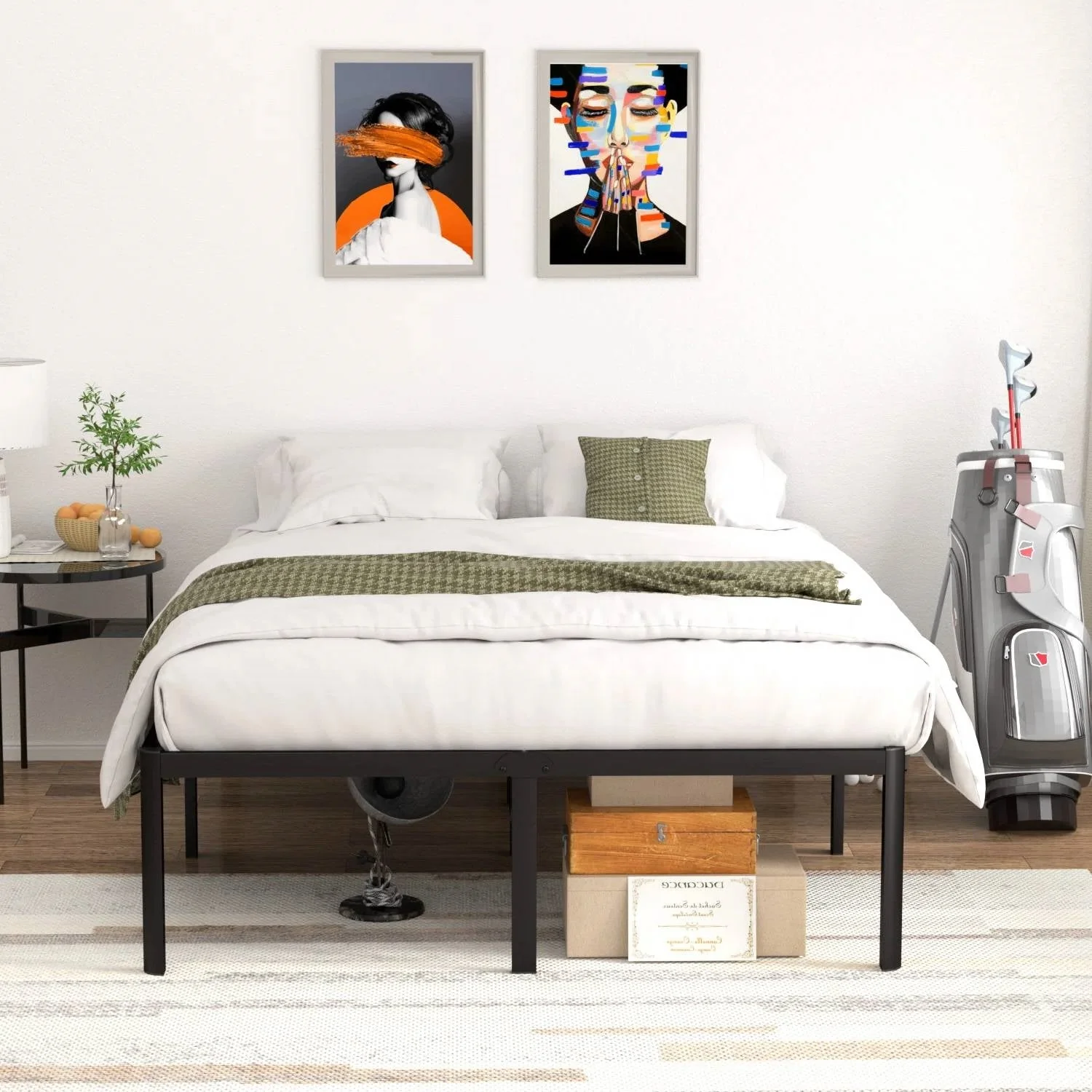 Queen 18-inch Rounded Edge Corners Metal Bed Frame with Under-bed Storage Space - Image 3