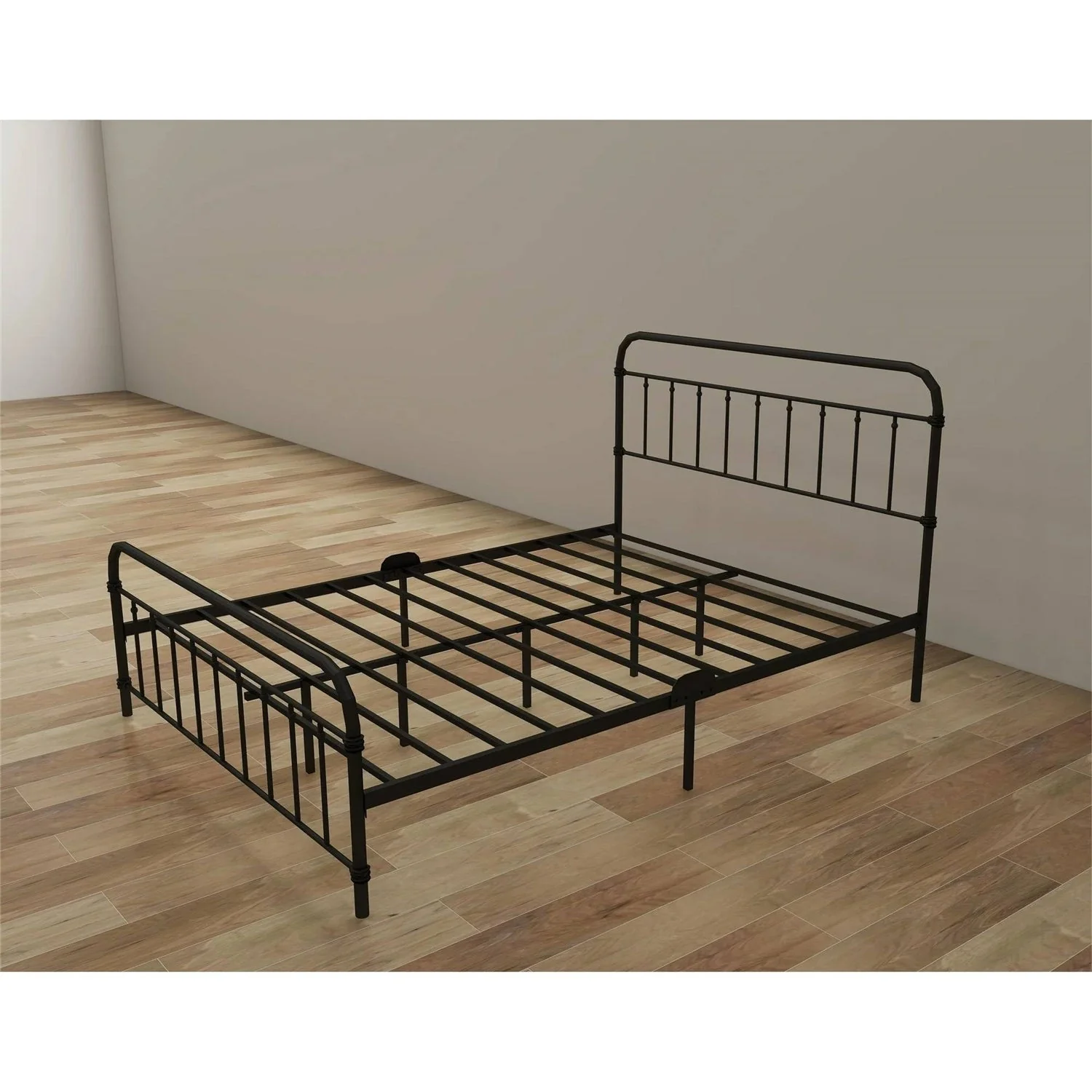 Queen Classic Farmhouse Black Metal Bed Frame with Rounded Headboard Footboard - Image 3