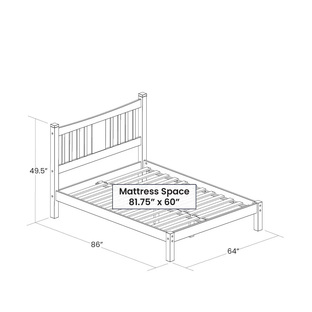 Queen Farmhouse Style Solid Wood Platform Bed Frame with Headboard in Cherry - Image 5