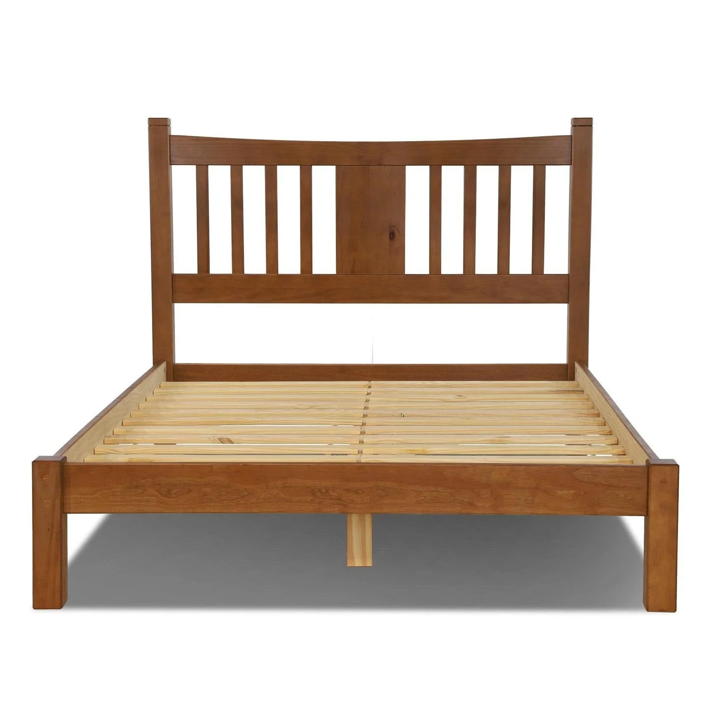 Queen Farmhouse Style Solid Wood Platform Bed Frame with Headboard in Walnut - Image 2