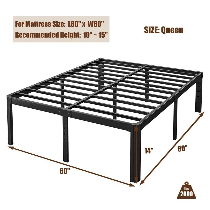 Queen Heavy Duty Metal Bed Frame with Round Edge Legs - 2,000 lb. Max Weight - Image 5
