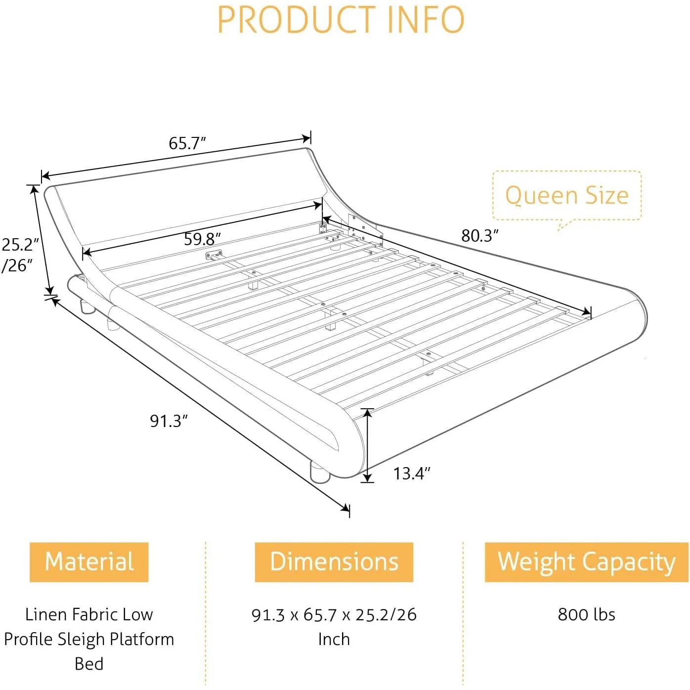 Queen Modern Black Faux Leather Upholstered Platform Bed Frame with Headboard - Image 4
