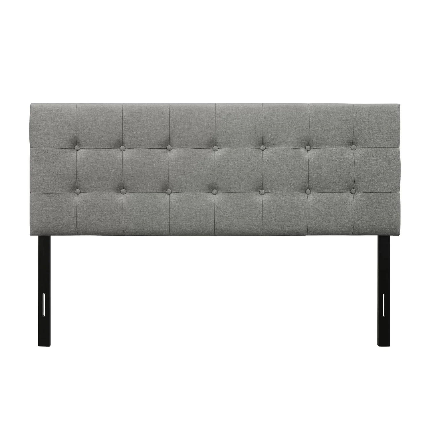 Queen Modern Classic Style Button-Tufted Headboard in Grey Upholstered Fabric - Image 2