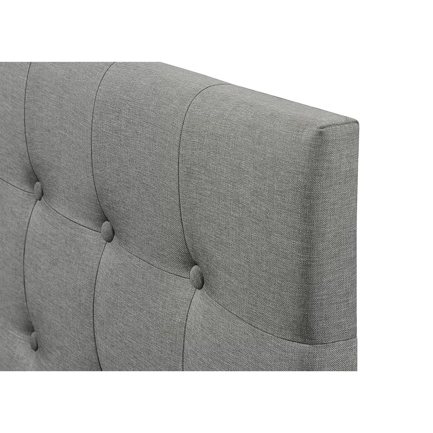Queen Modern Classic Style Button-Tufted Headboard in Grey Upholstered Fabric - Image 3