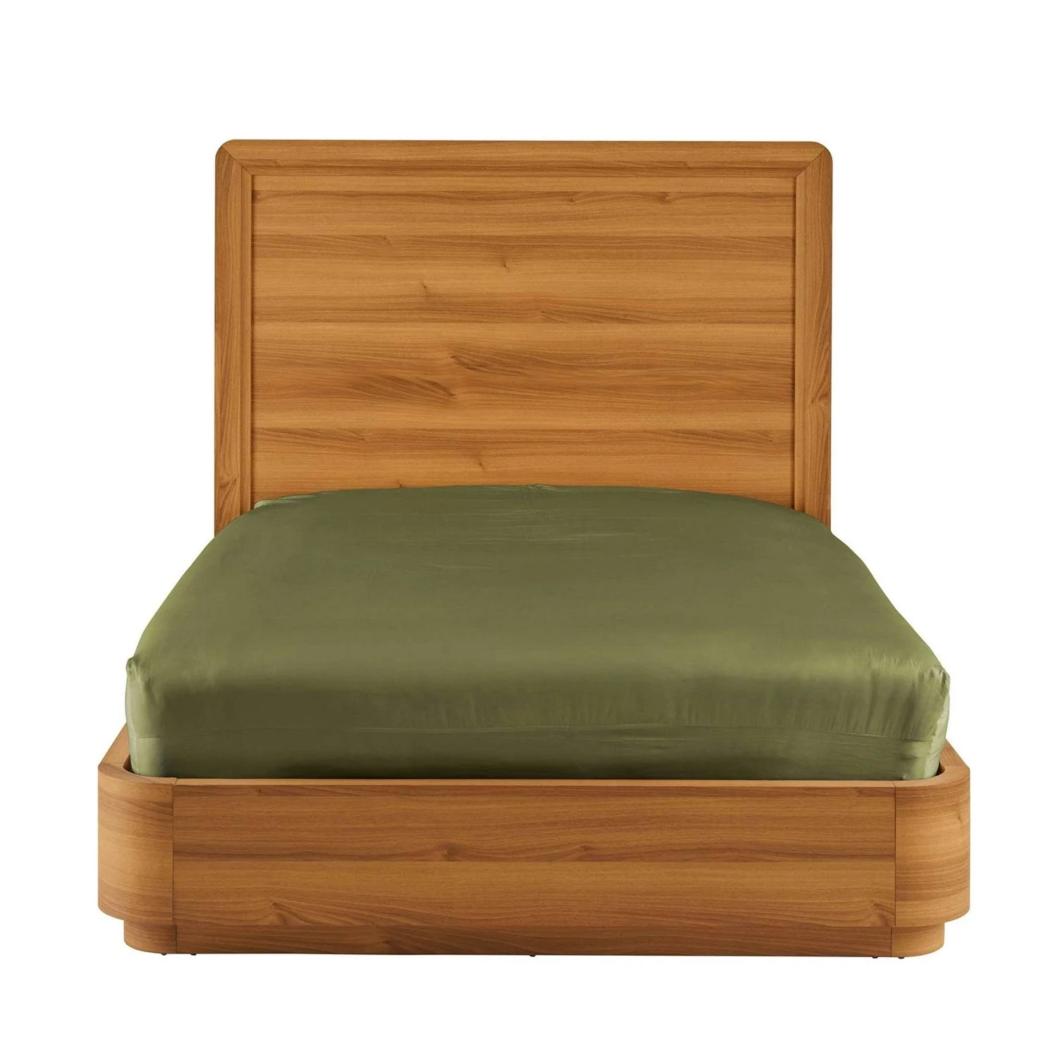 Queen Modern Wood Platform Bed Frame with Round Corners and Headboard - Image 3