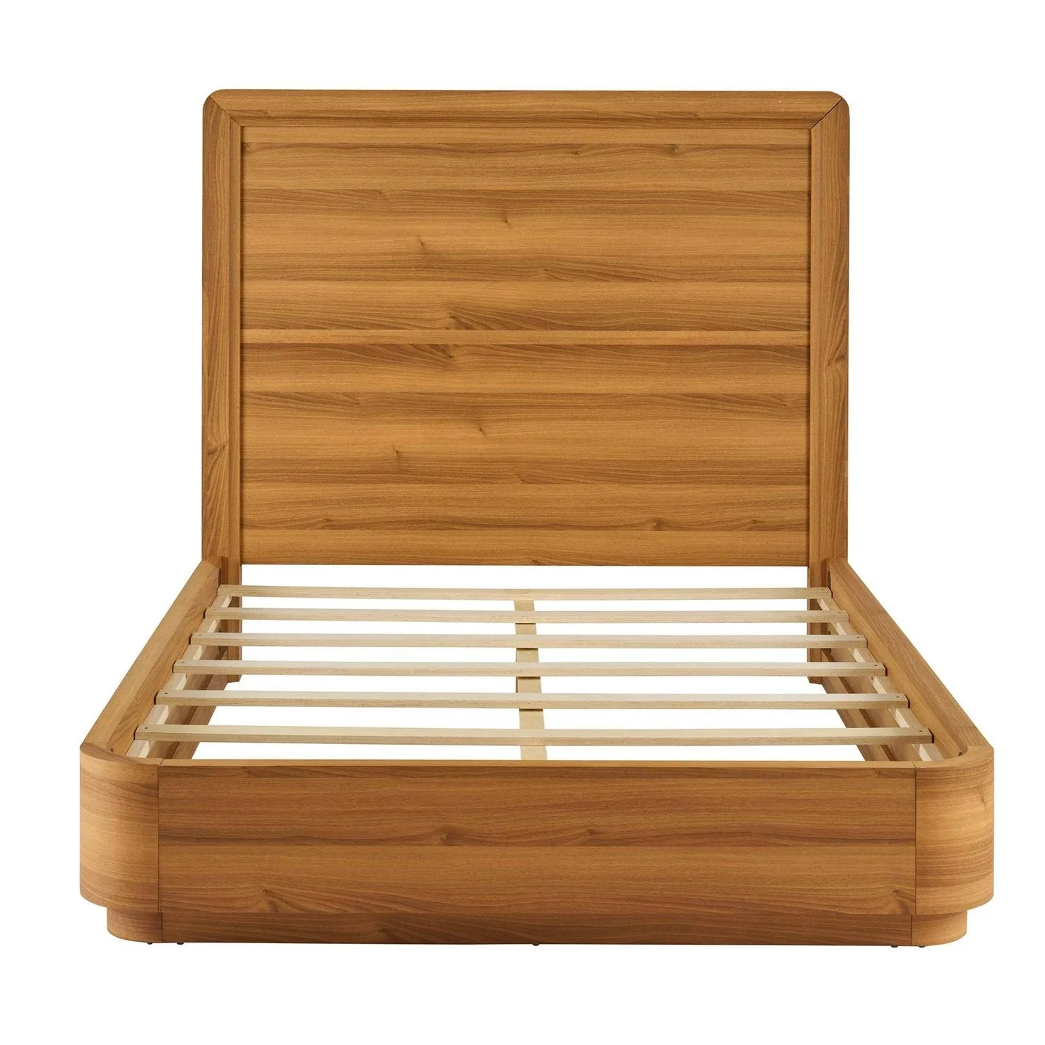 Queen Modern Wood Platform Bed Frame with Round Corners and Headboard - Image 4